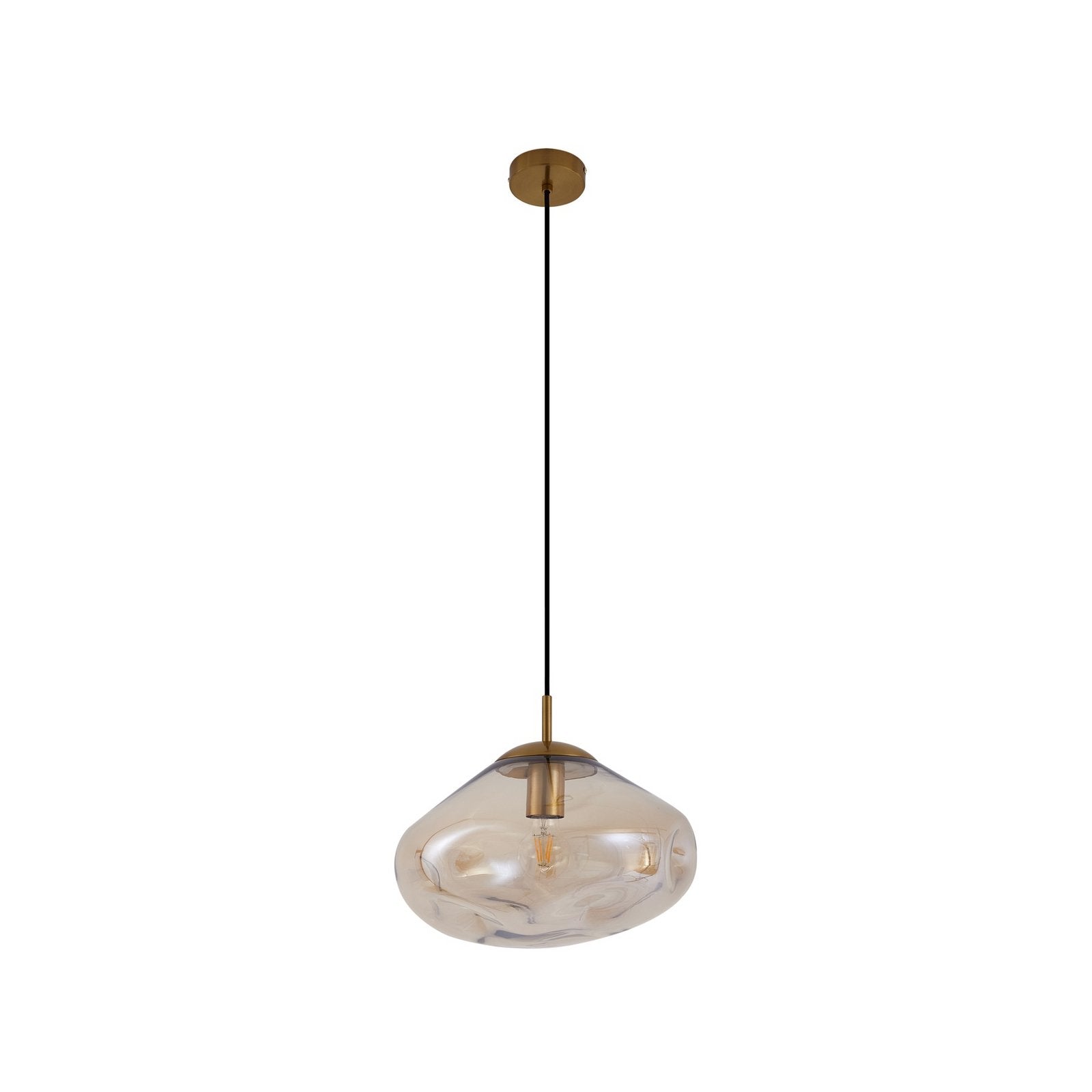 Lindby Hängeleuchte Pendelleuchte Lelia amber Glas Ø35cm LED Lampe Leuchte Spot - 4251911798654