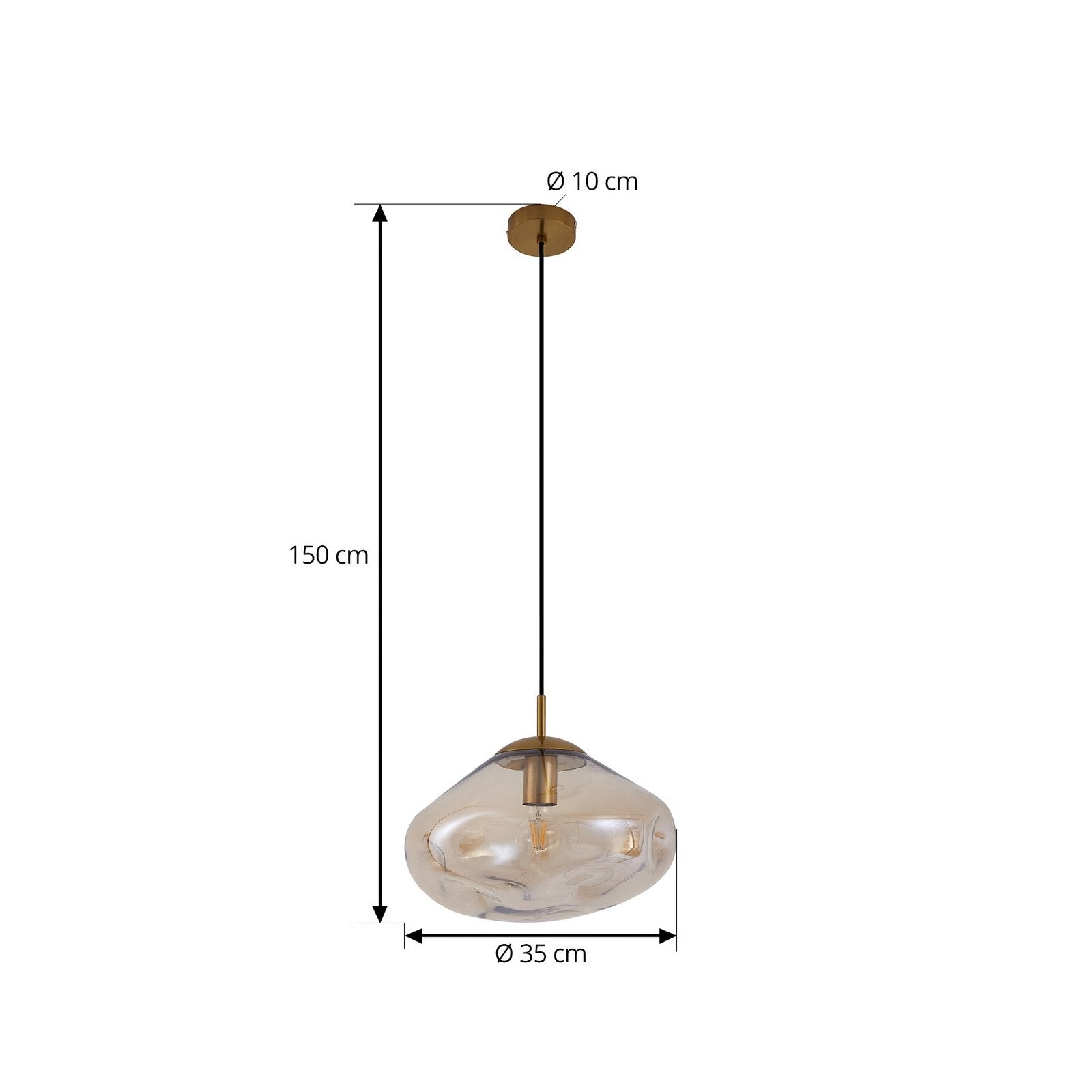 Lindby Hängeleuchte Pendelleuchte Lelia amber Glas Ø35cm LED Lampe Leuchte Spot - 4251911798654