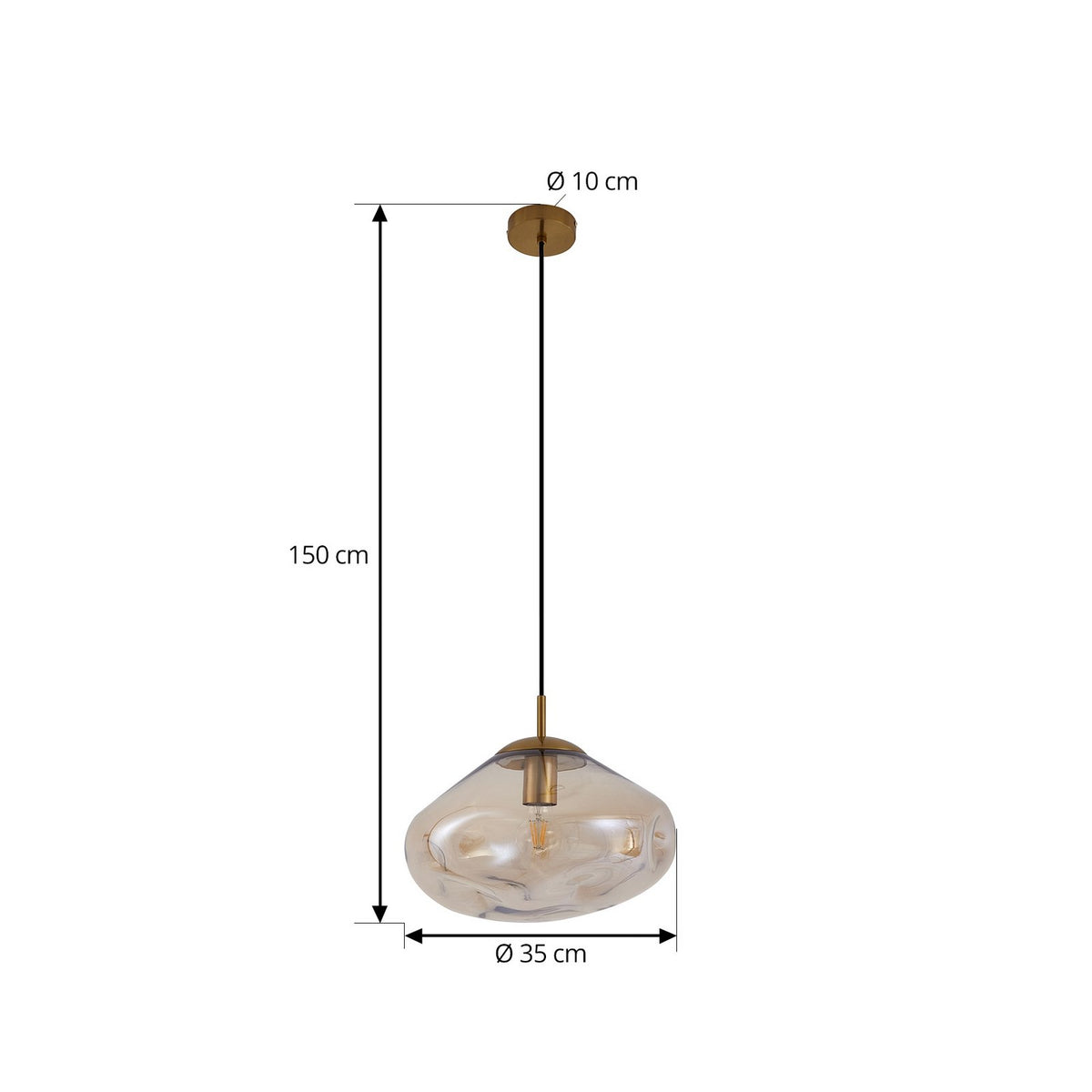 Lindby Hängeleuchte Pendelleuchte Lelia amber Glas Ø35cm LED Lampe Leuchte Spot - 4251911798654