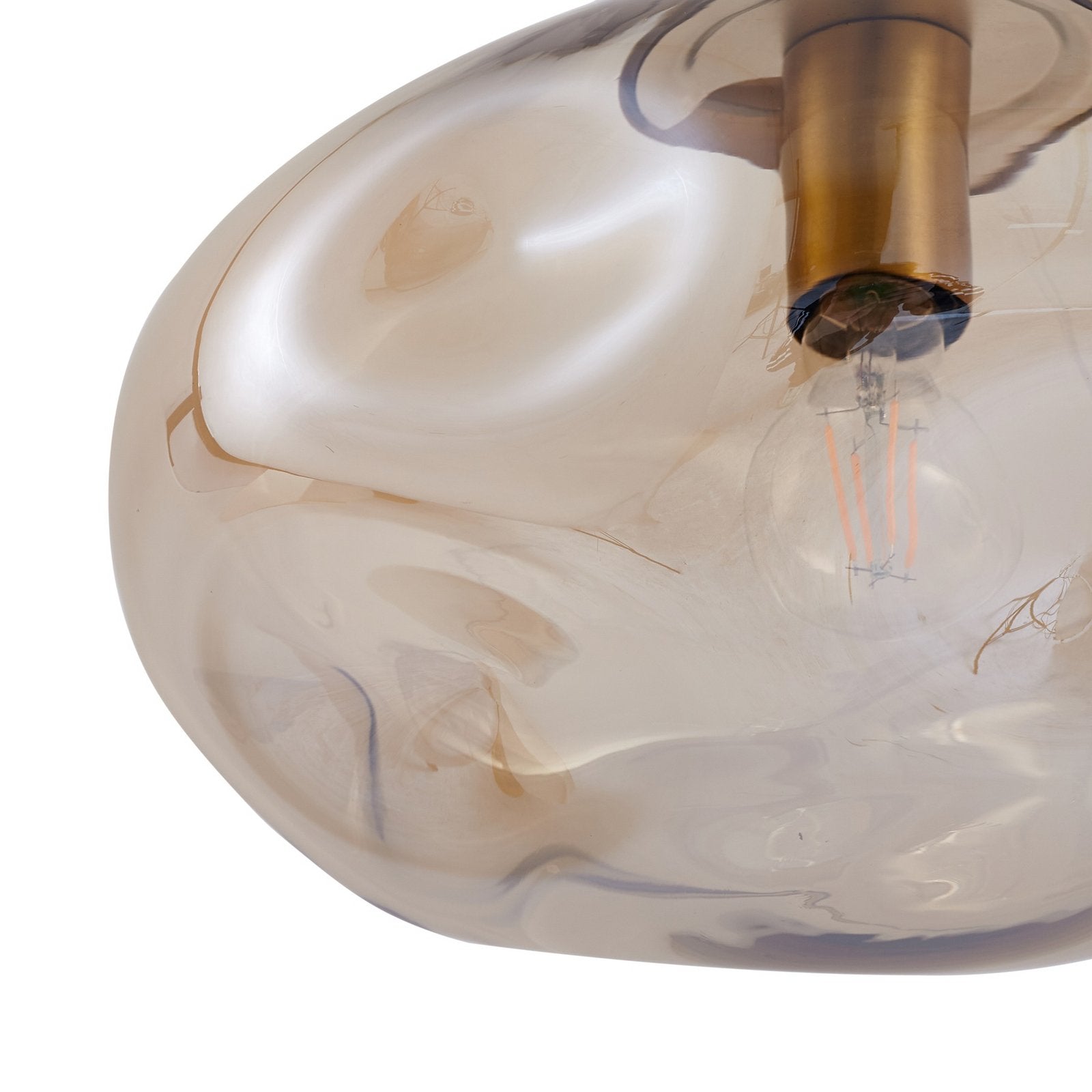 Lindby Hängeleuchte Pendelleuchte Lelia amber Glas Ø35cm LED Lampe Leuchte Spot - 4251911798654