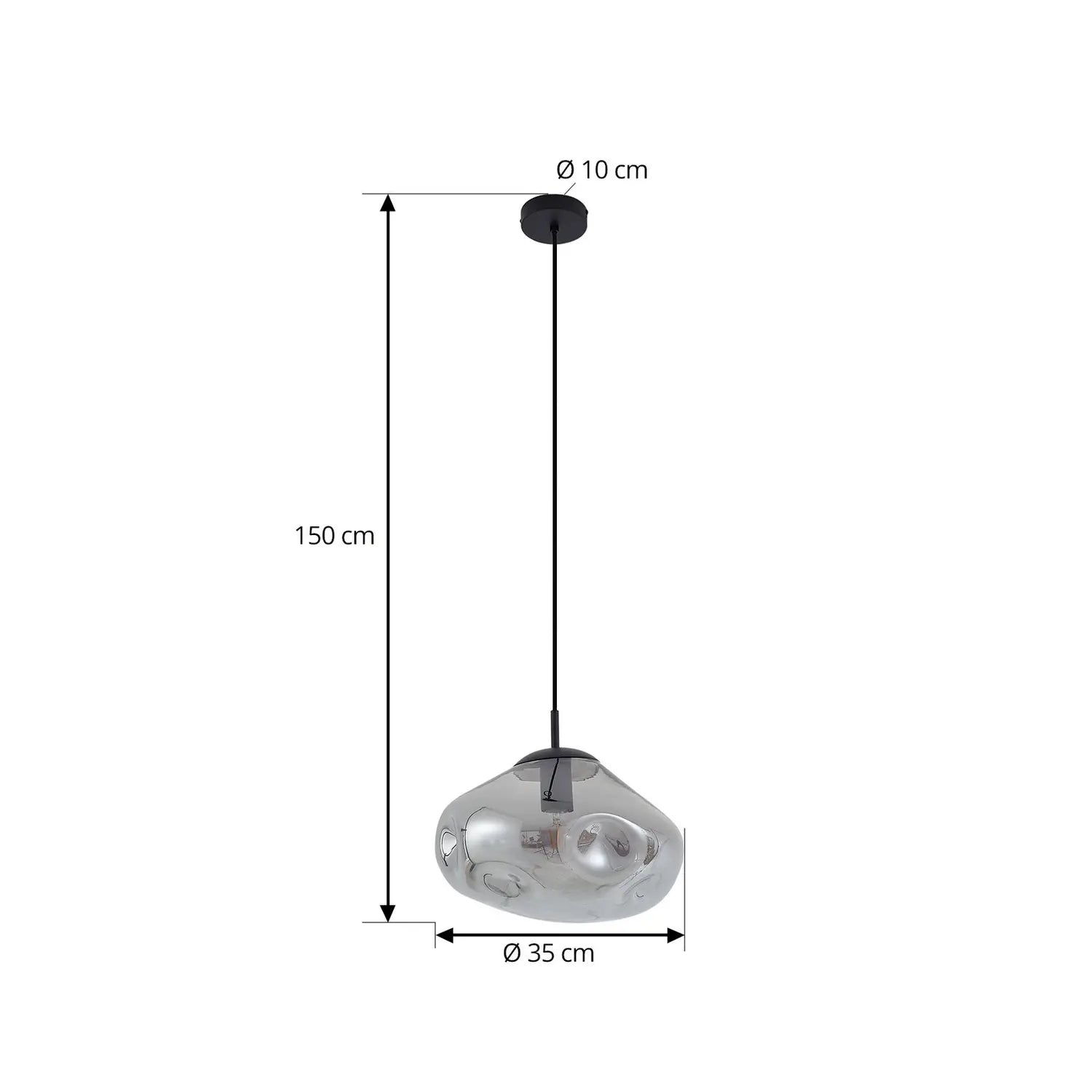 B-Ware Lindby Hängeleuchte Pendelleuchte Lelia Deckenleuchte Lampe Rauchgrau Glas ø35cm
