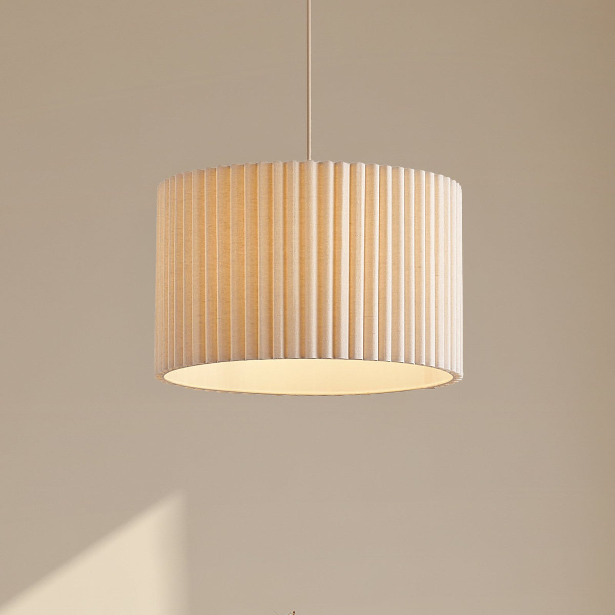 Lindby Hängeleuchte Pendelleuchte Lampe Leinen cremefarben 45 cm Libbie - 8511661807340