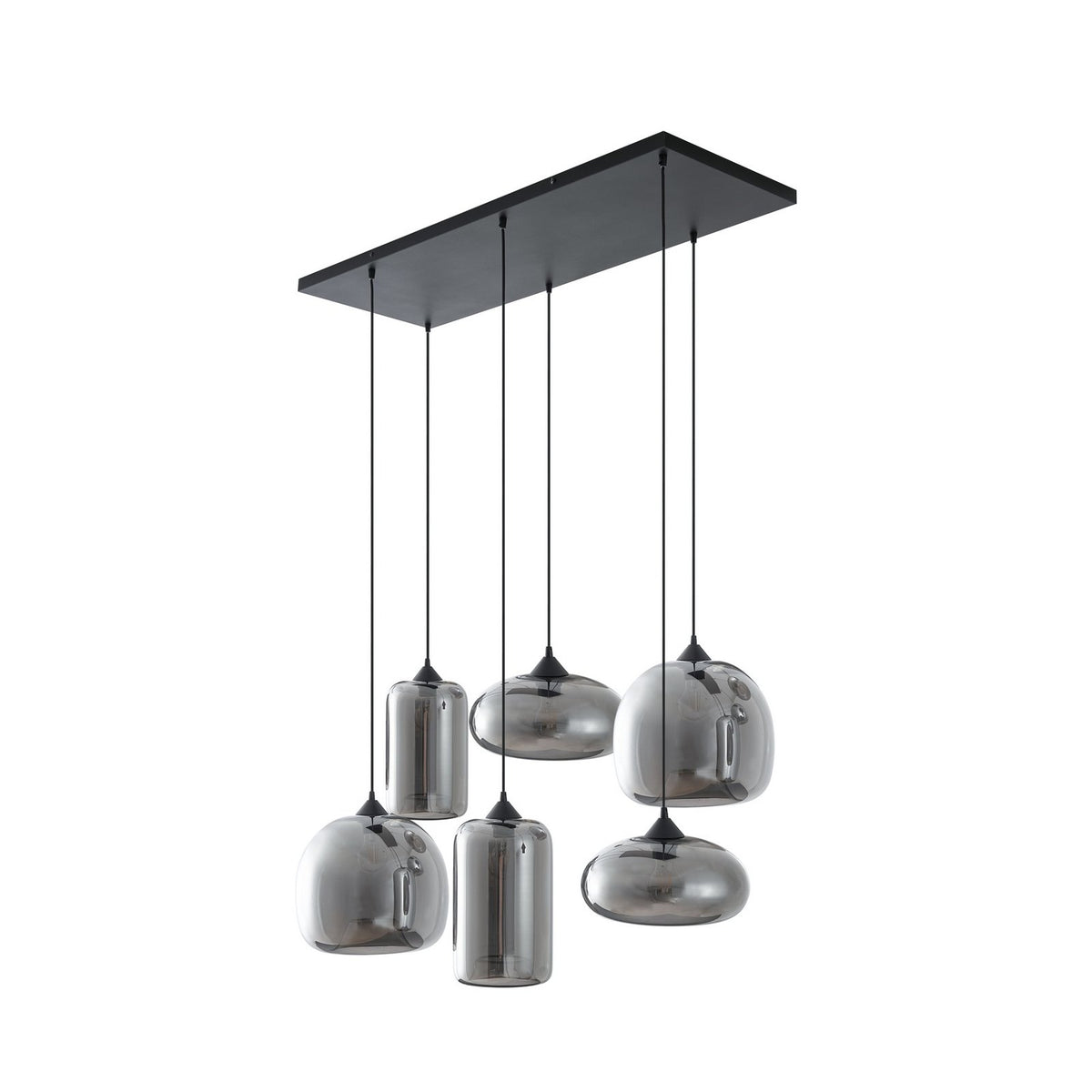 Lindby Hängeleuchte Pendelleuchte Marla Glas rauchgrau 6 flammig - 4255830904141
