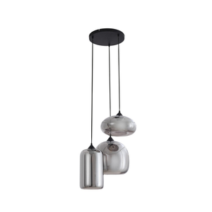 B-Ware Lindby Hängeleuchte Pendelleuchte Marla Glas Rauchgrau 50 Cm Rondell Lampe S222