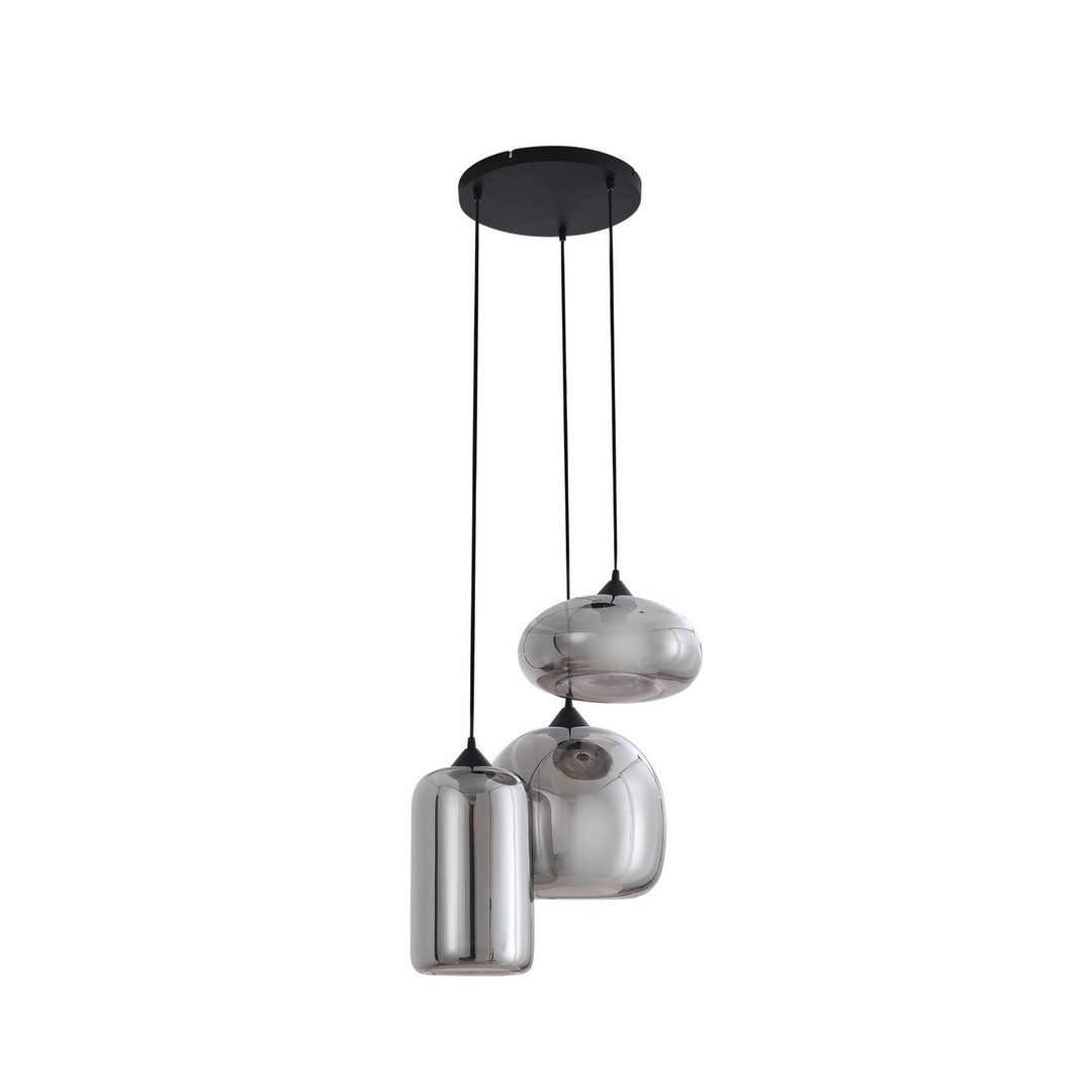 Lindby Hängeleuchte Pendelleuchte Marla Glas Rauchgrau 50 Cm Rondell Lampe Spot B-Ware
