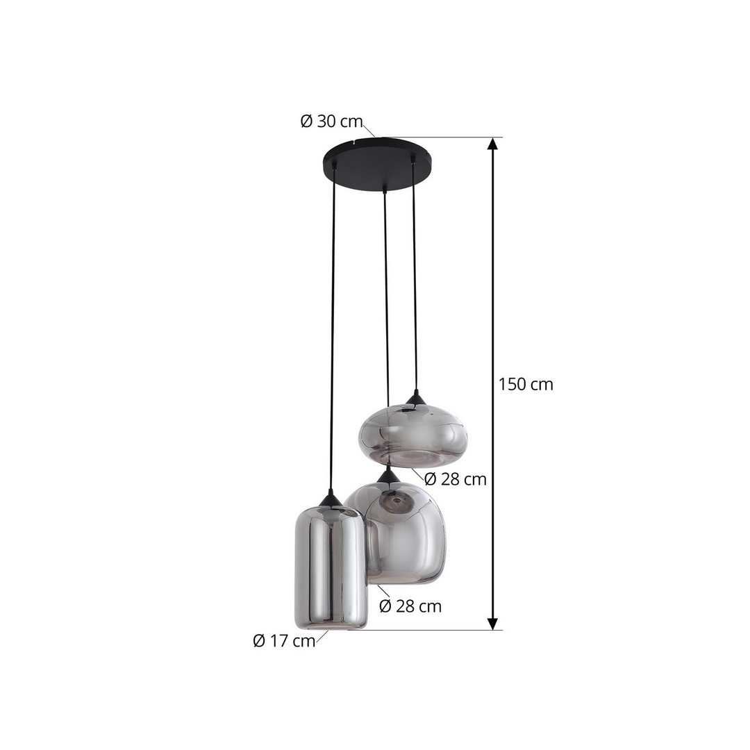 Lindby Hängeleuchte Pendelleuchte Marla Glas Rauchgrau 50 Cm Rondell Lampe Spot B-Ware