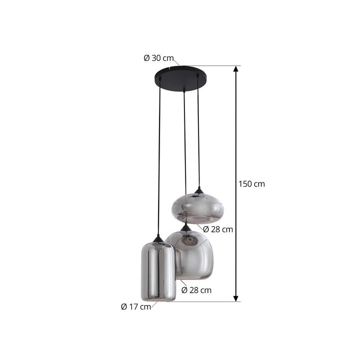 Lindby Hängeleuchte Pendelleuchte Marla Glas Rauchgrau 50 Cm Rondell Lampe Spot B-Ware