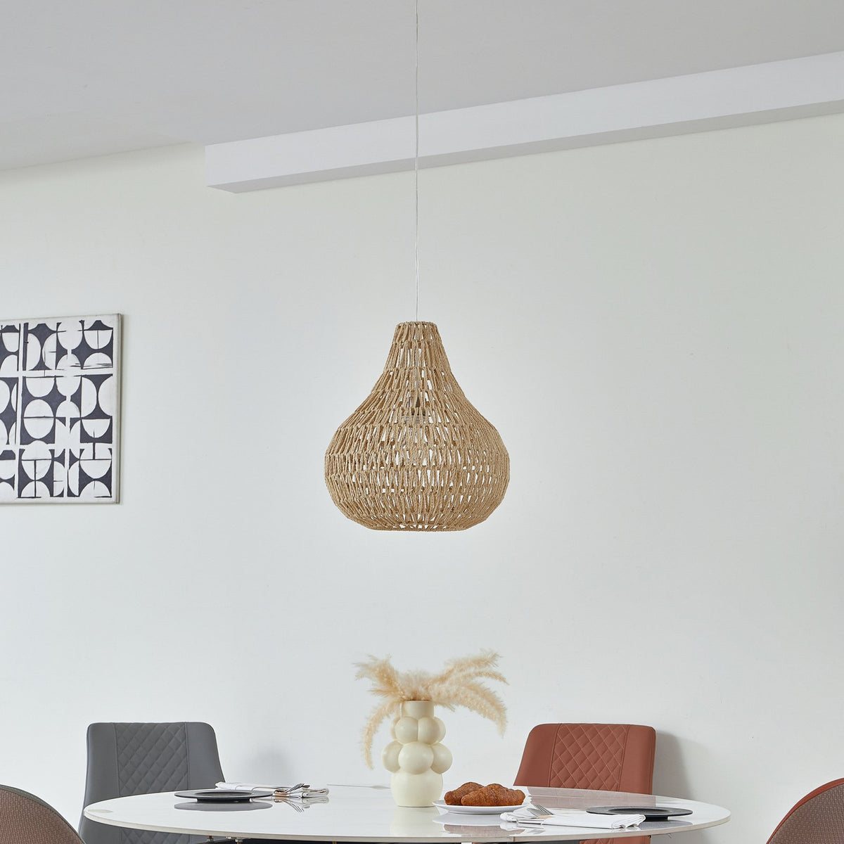 Lindby Hängeleuchte Pendelleuchte Miryam Hanfseil natur Ø 40 cm - 4251911792911