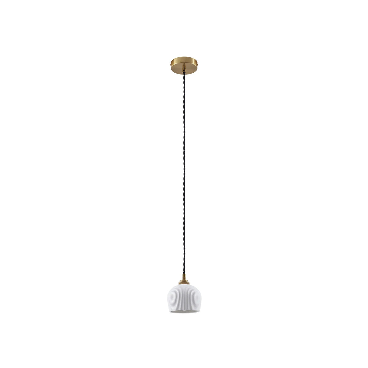Lindby Hängeleuchte Pendelleuchte Nolane Keramik Lampe weiß Messing - 4251911796551