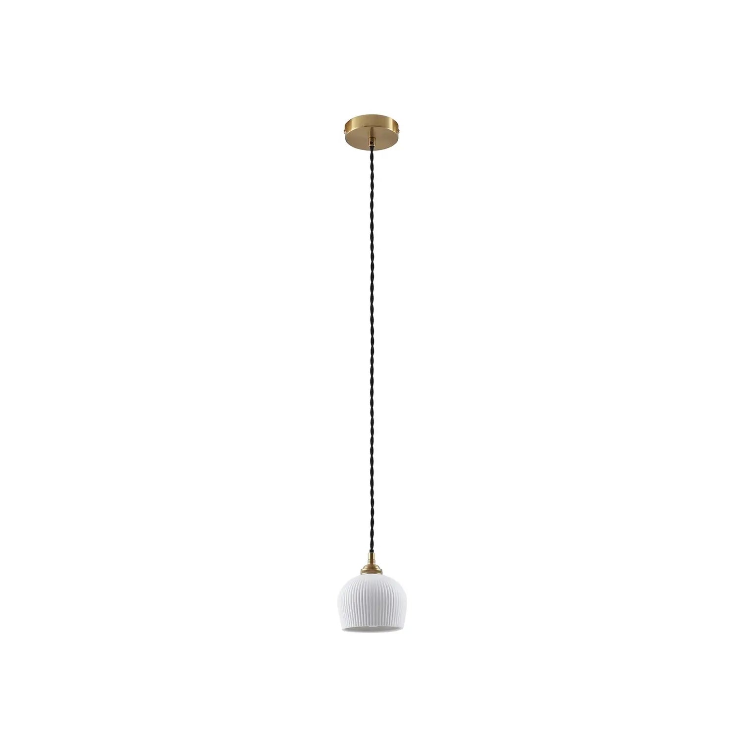 B-Ware Lindby Hängeleuchte Pendelleuchte Nolane Keramik Lampe Weiß Messing - 4251911796551