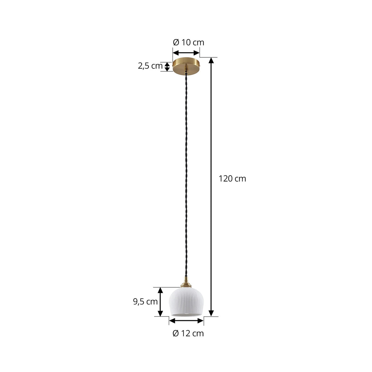 Lindby Hängeleuchte Pendelleuchte Nolane Keramik Lampe weiß Messing - 4251911796551