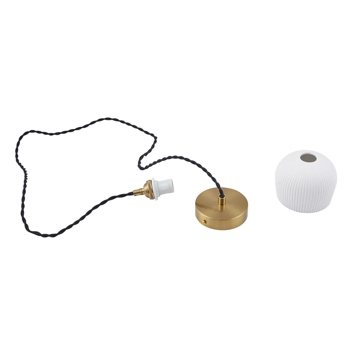 Lindby Hängeleuchte Pendelleuchte Nolane Keramik Lampe weiß Messing - 4251911796551