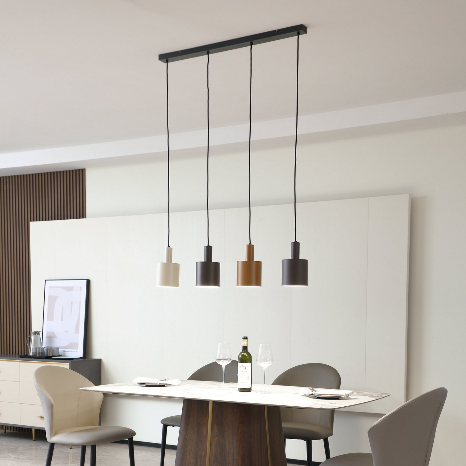 B-Ware Lindby Hängeleuchte Ovelia Schwarz/Braun/Beige Hängelampe Lampe Pendelleuchte