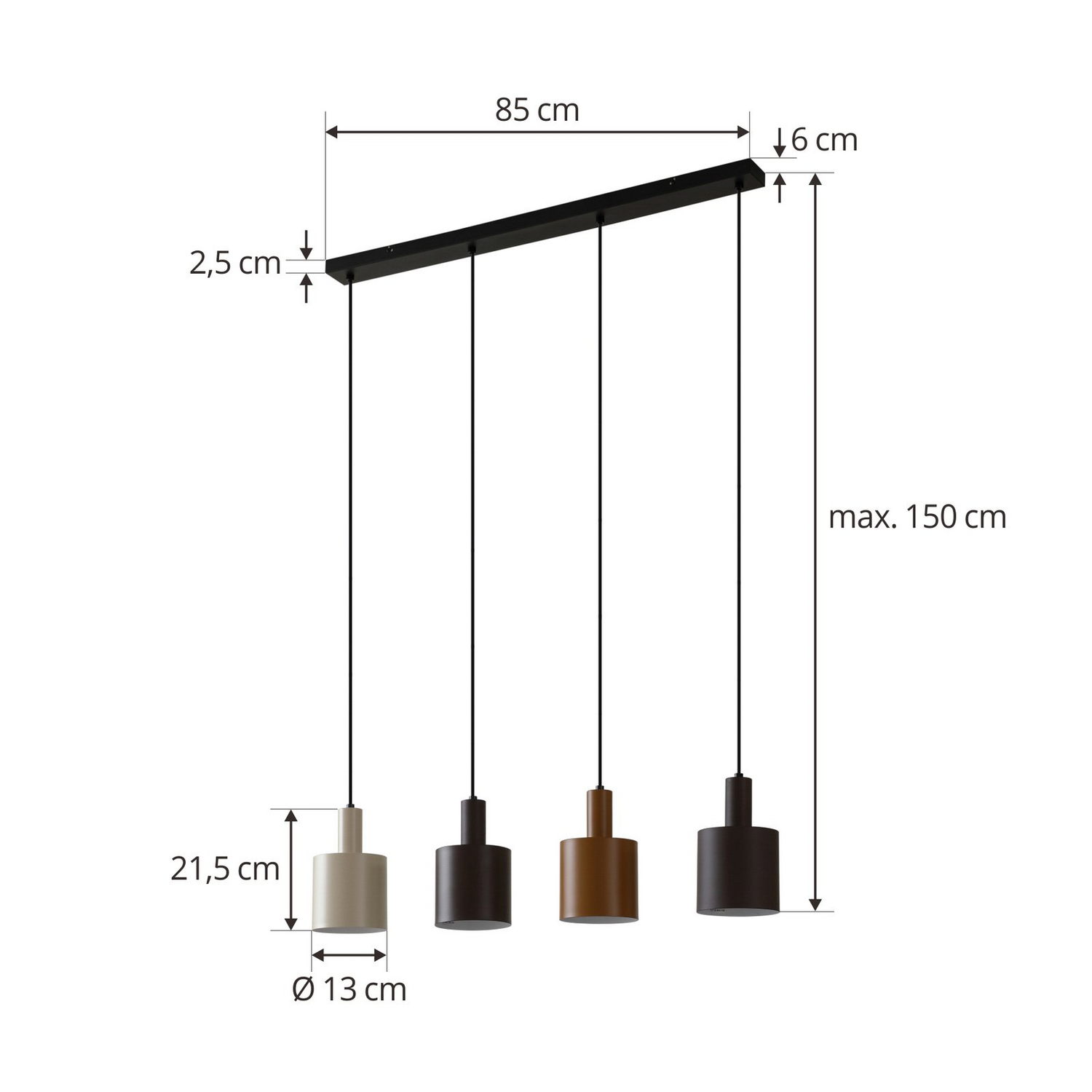 B-Ware Lindby Hängeleuchte Ovelia Schwarz/Braun/Beige Hängelampe Lampe Pendelleuchte