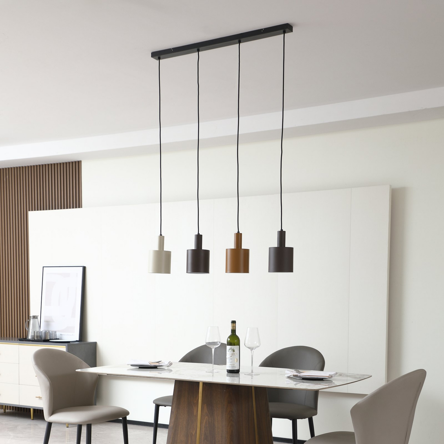 B-Ware Lindby Hängeleuchte Ovelia Schwarz/Braun/Beige Hängelampe Lampe Pendelleuchte