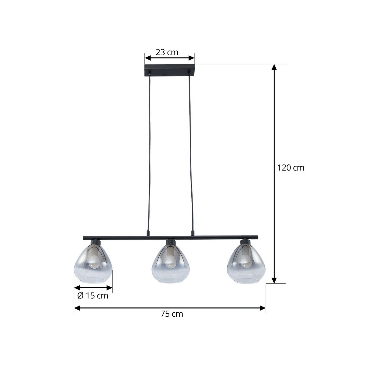 B-Ware Lindby Hängeleuchte Pendelleuchte Lampe Schwarz Glas Länge 75 Cm Leuchte Spot - 4251911794342