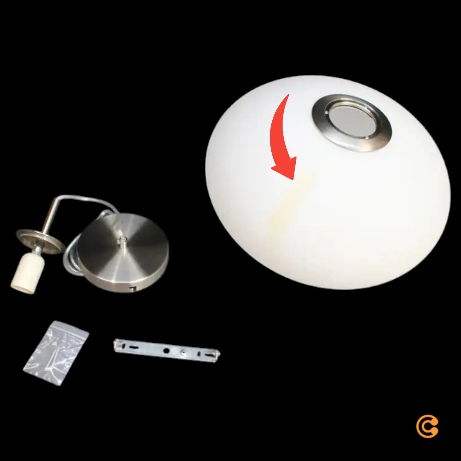 B-Ware Lindby Sonika Hängeleuchte Wohnzimmerleuchte E27 Nickel Opalweiß Siehe Text/Foto - 4251096581737