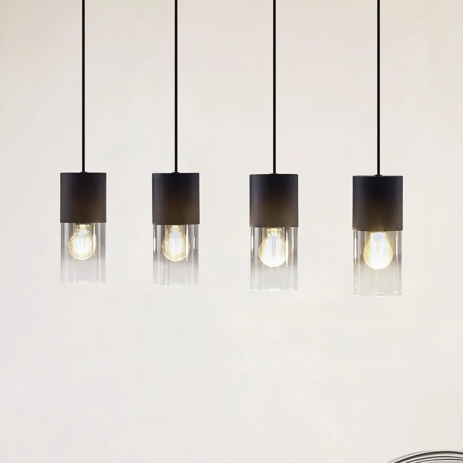 B-Ware Lindby Hängeleuchte Svante Hängelampe Deckenleuchte Lampe 4 Flg Schwarz Glas207 - 4251911791556