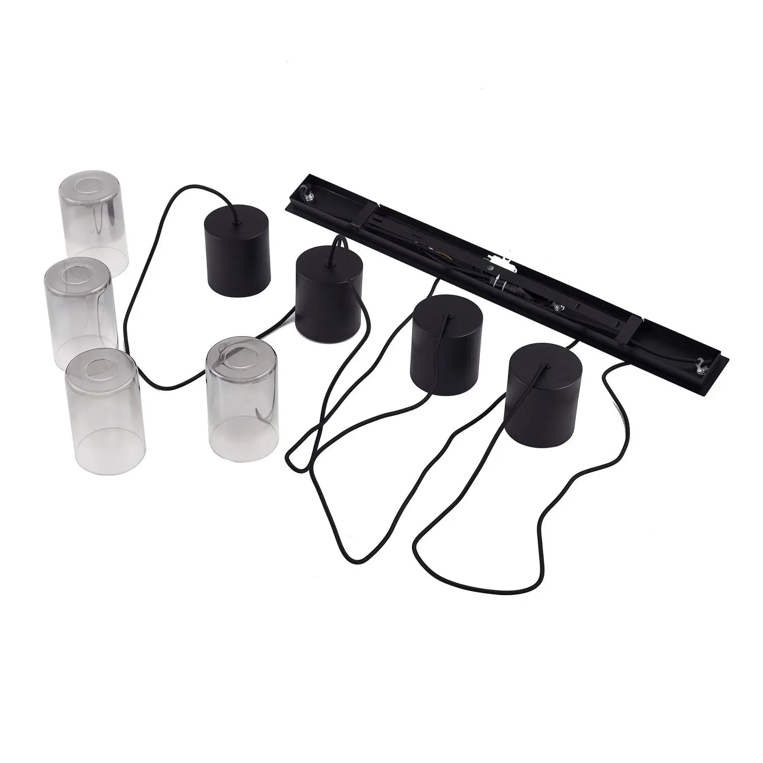 B-Ware Lindby Hängeleuchte Svante Hängelampe Deckenleuchte Lampe 4 Flg Schwarz Glas207 - 4251911791556