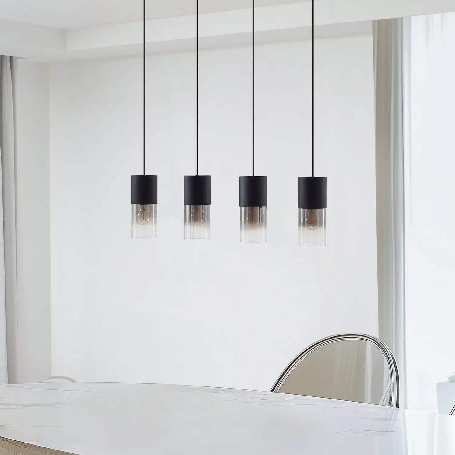 B-Ware Lindby Hängeleuchte Svante Hängelampe Deckenleuchte Lampe 4 Flg Schwarz Glas207 - 4251911791556