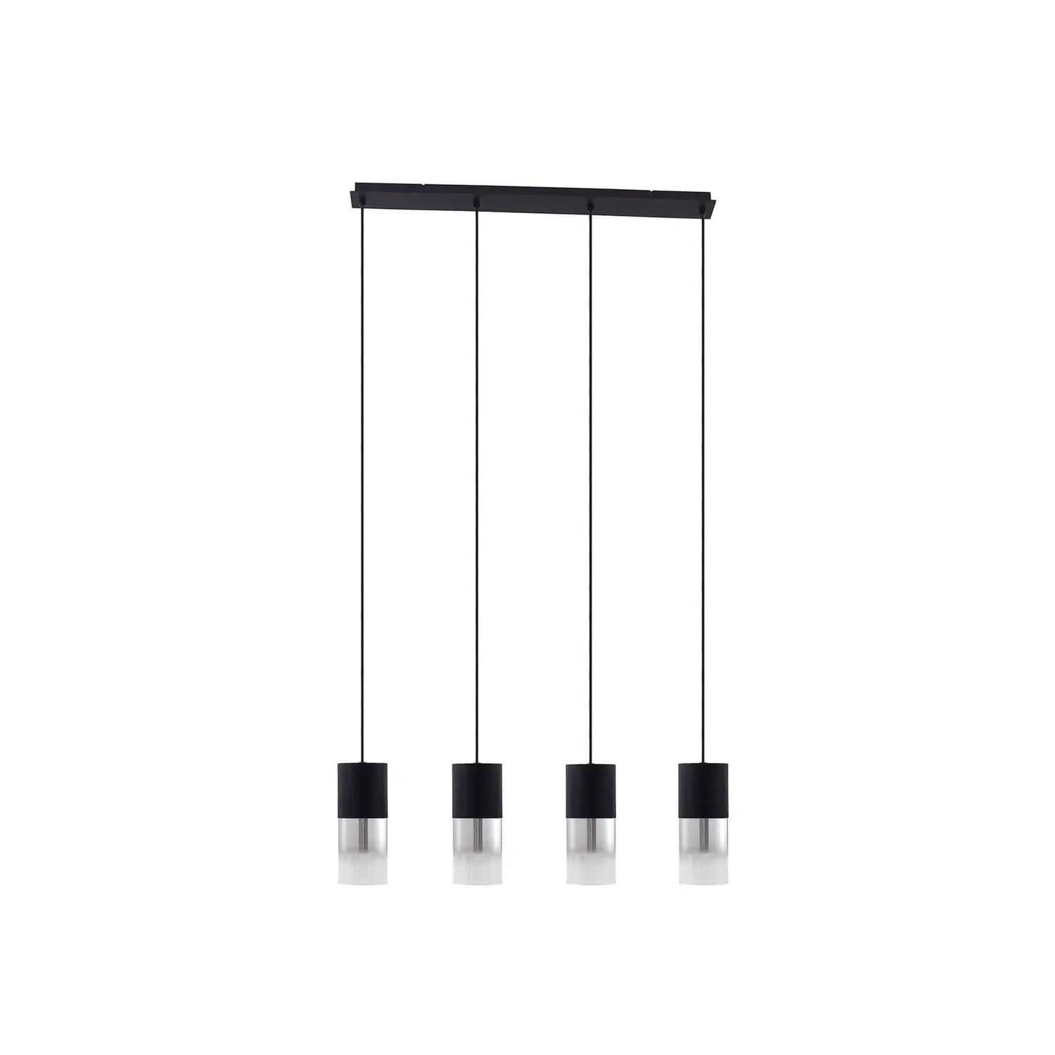 B-Ware Lindby Hängeleuchte Svante Hängelampe Deckenleuchte Lampe 4 Flg Schwarz Glas207 - 4251911791556