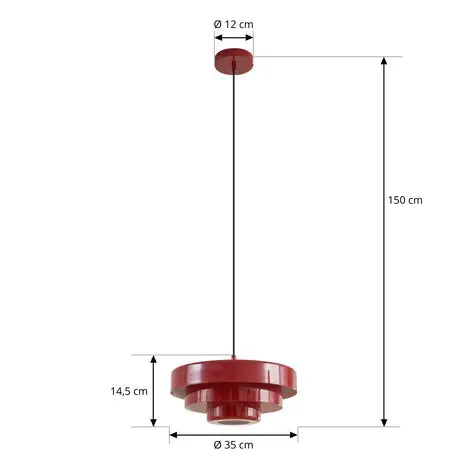 B-Ware Lindby Hängeleuchte Pendelleuchte Lampe Rot Metall E27 Durchmesser 35cm