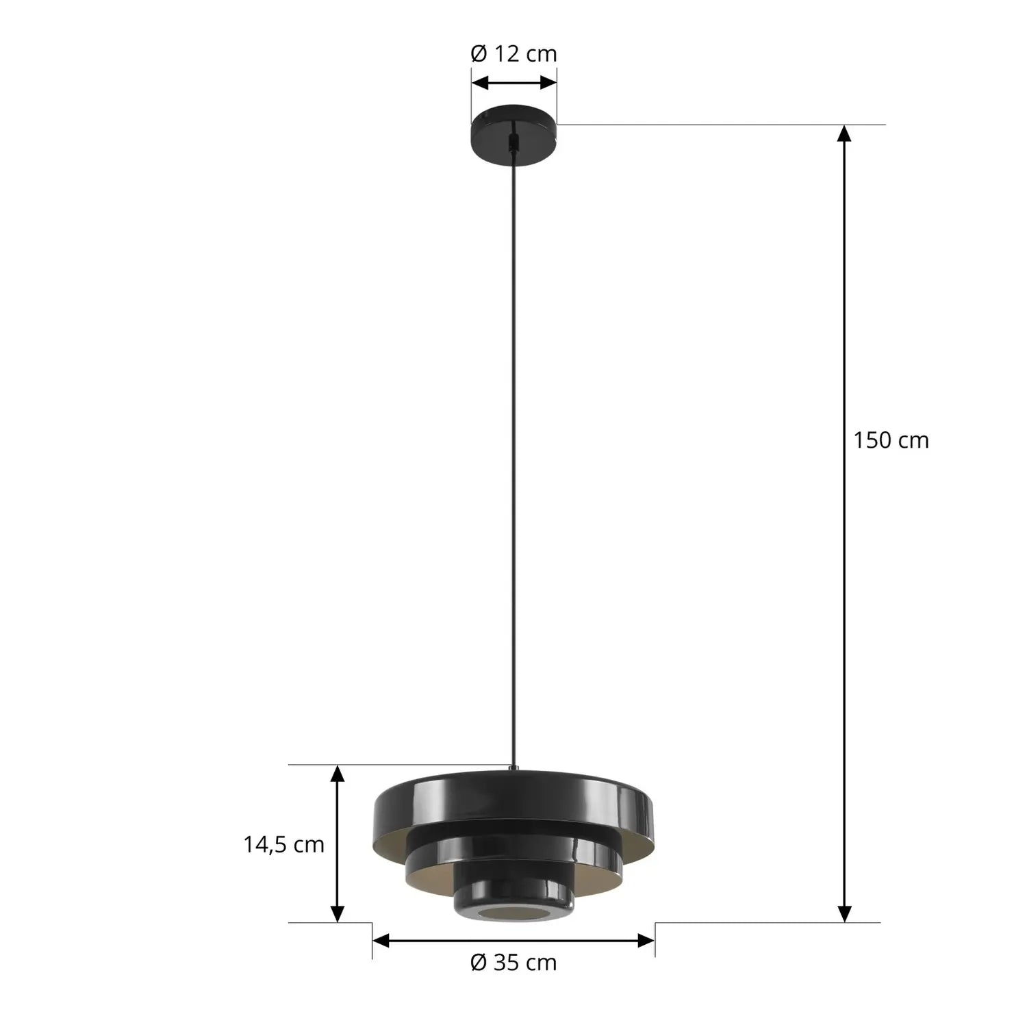B-Ware Lindby Hängeleuchte Pendelleuchte Tivra Deckenlampe ø 35 Cm E27 Schwarz Metall - 4255830903564
