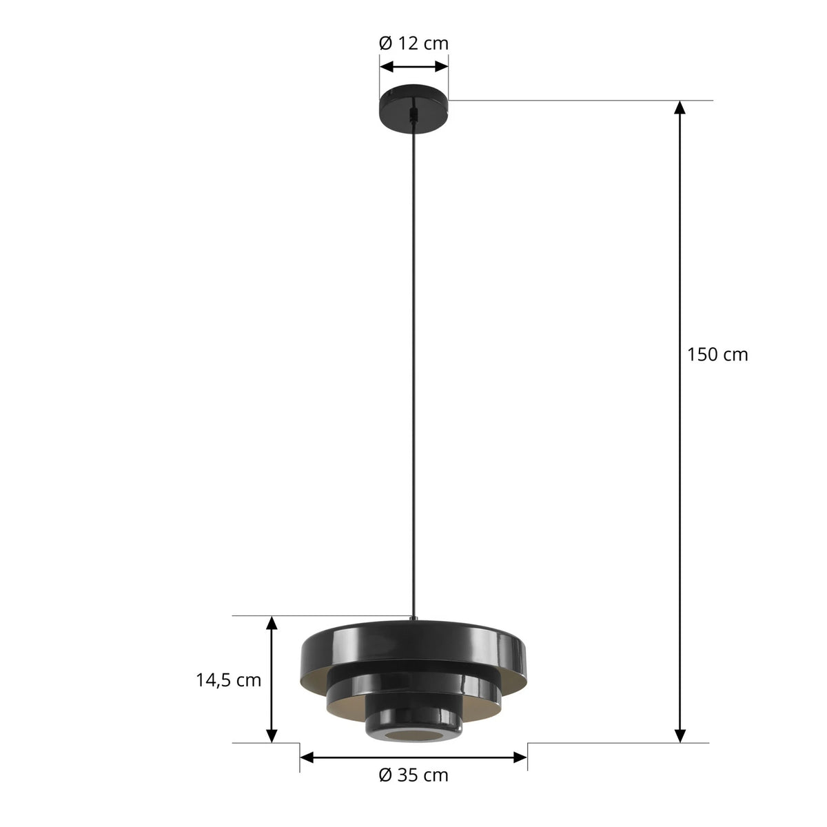 Lindby Hängeleuchte Pendelleuchte Tivra Deckenlampe Ø 35 cm E27 schwarz Metall - 4255830903564