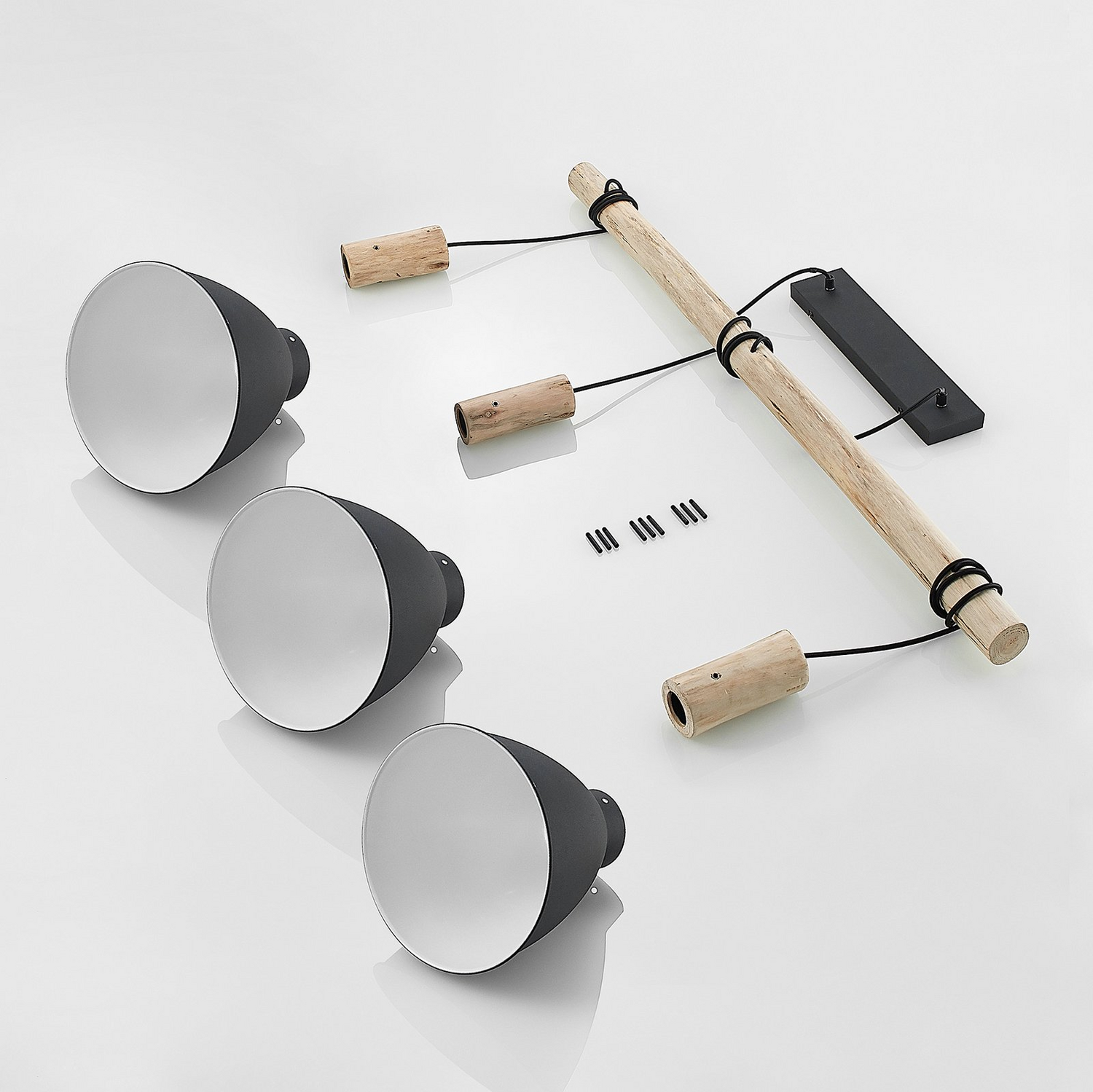 B-Ware Lindby Hängeleuchte Pendelleuchte Trebale Schwarz Holz Esstisch Lampe Holz226