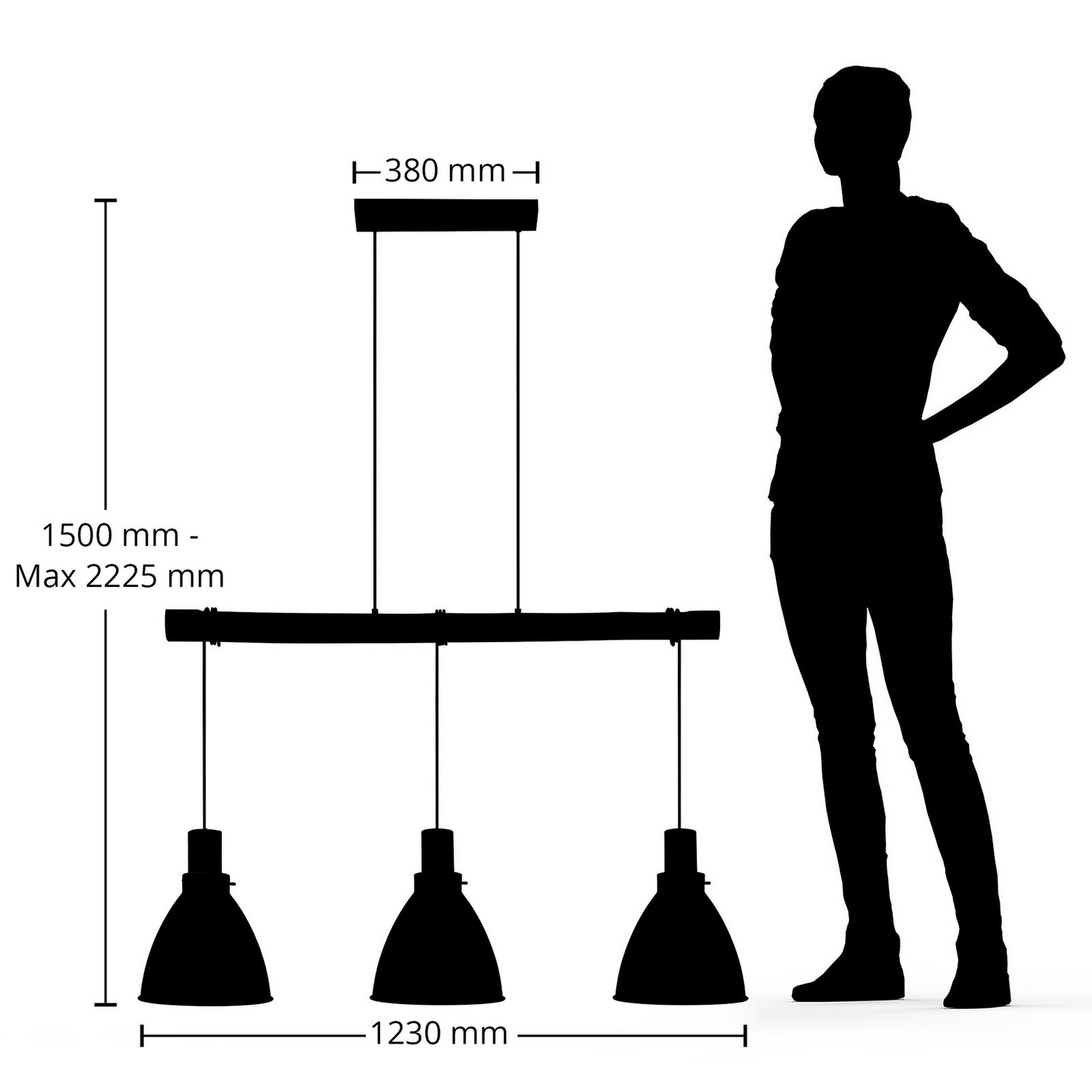 B-Ware Lindby Hängeleuchte Pendelleuchte Trebale Schwarz Holz Esstisch Lampe Holz226