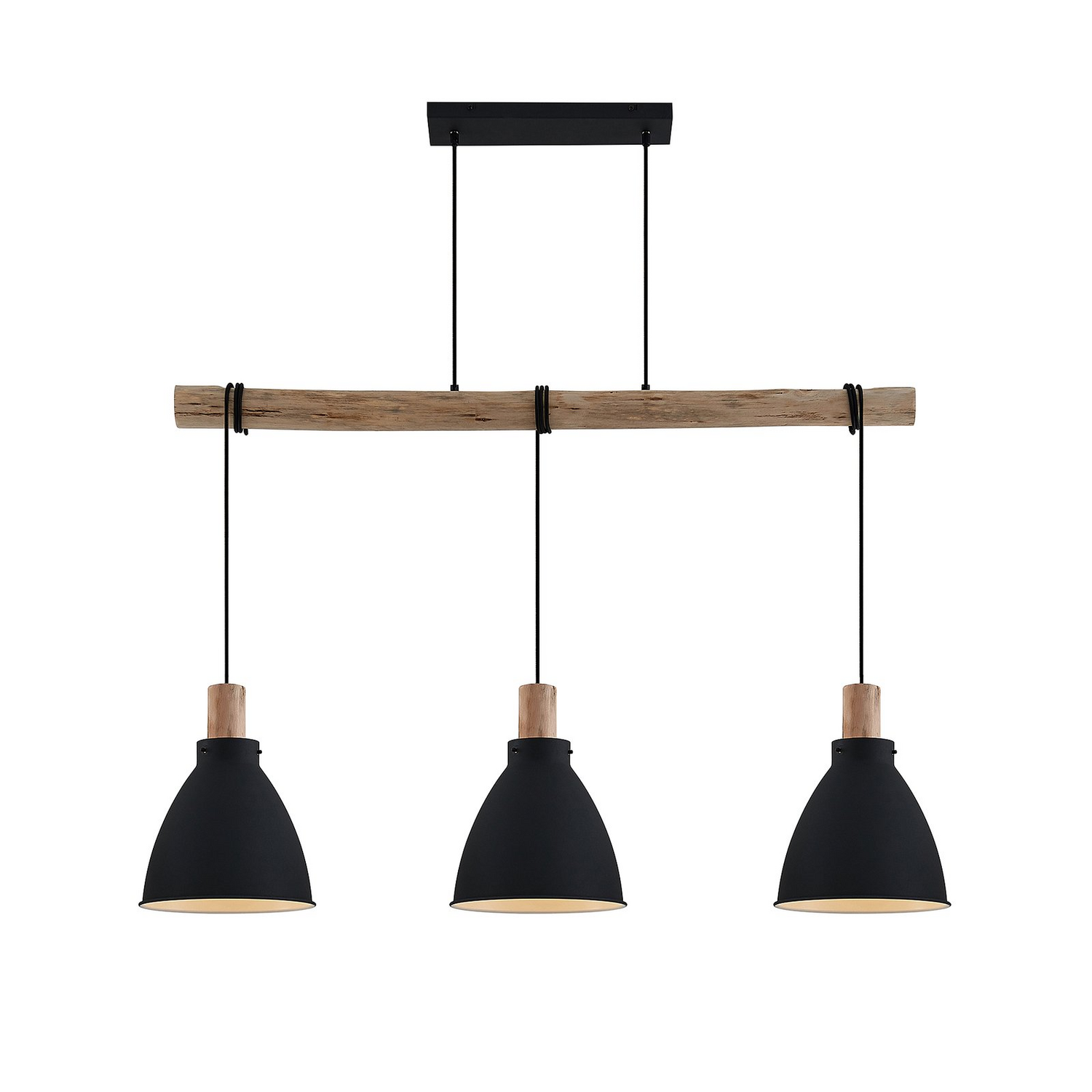 B-Ware Lindby Hängeleuchte Pendelleuchte Trebale Schwarz Holz Esstisch Lampe Holz226