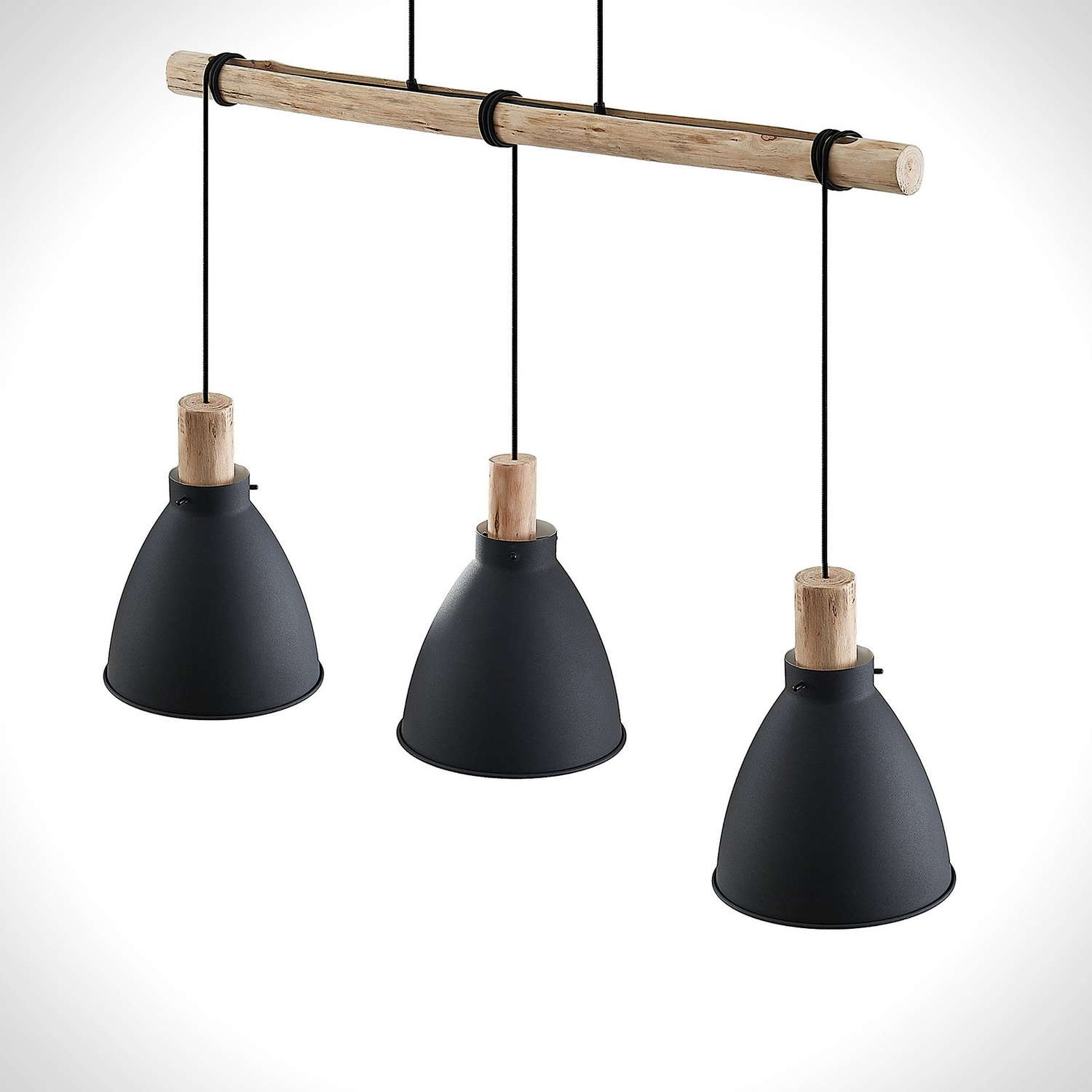 B-Ware Lindby Hängeleuchte Pendelleuchte Trebale Schwarz Holz Esstisch Lampe Holz226