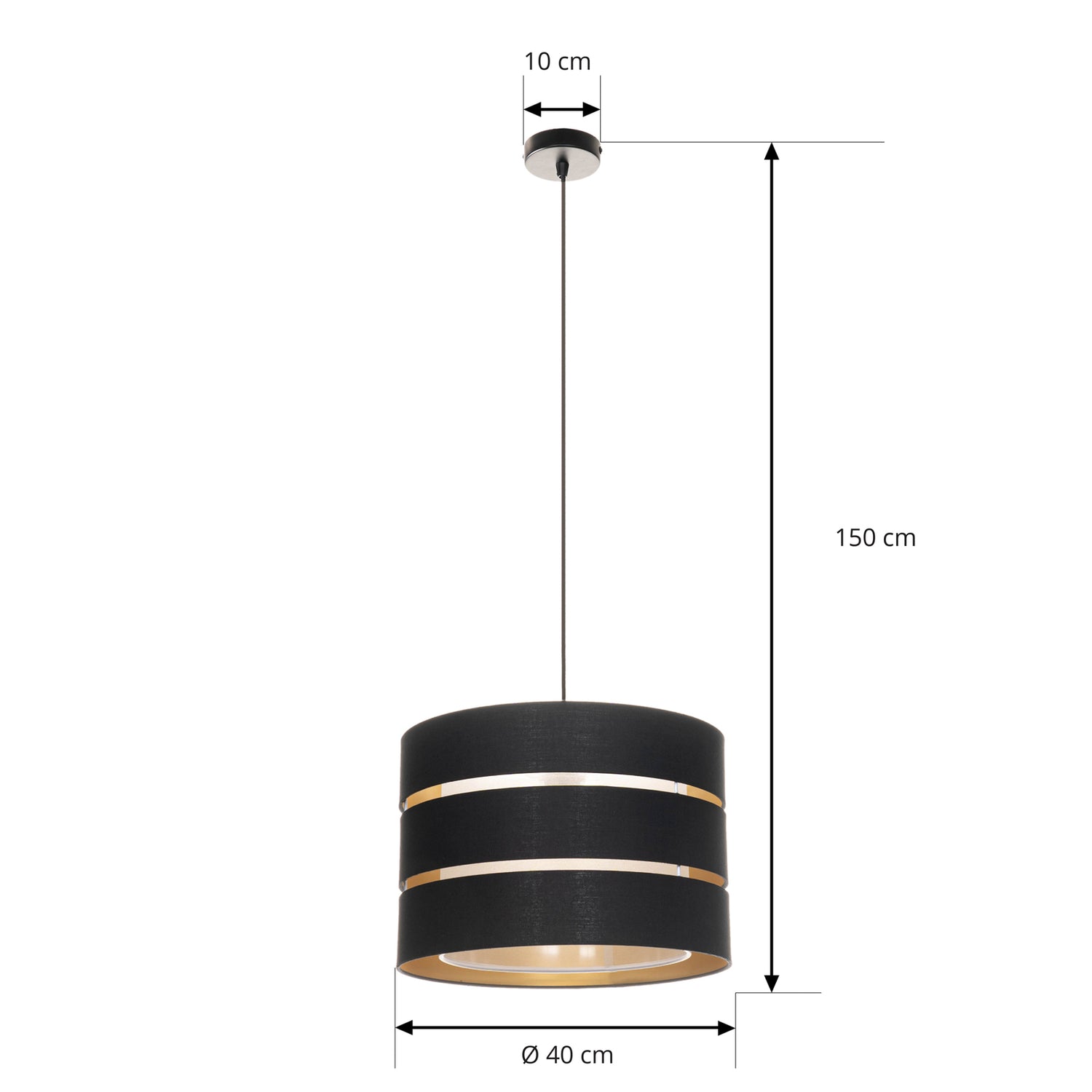 B-Ware Lindby Hängeleuchte Pendelleuchte Tsomo Schwarz Stoff Deckenleuchte E27 Led 40cm - 4251911765441
