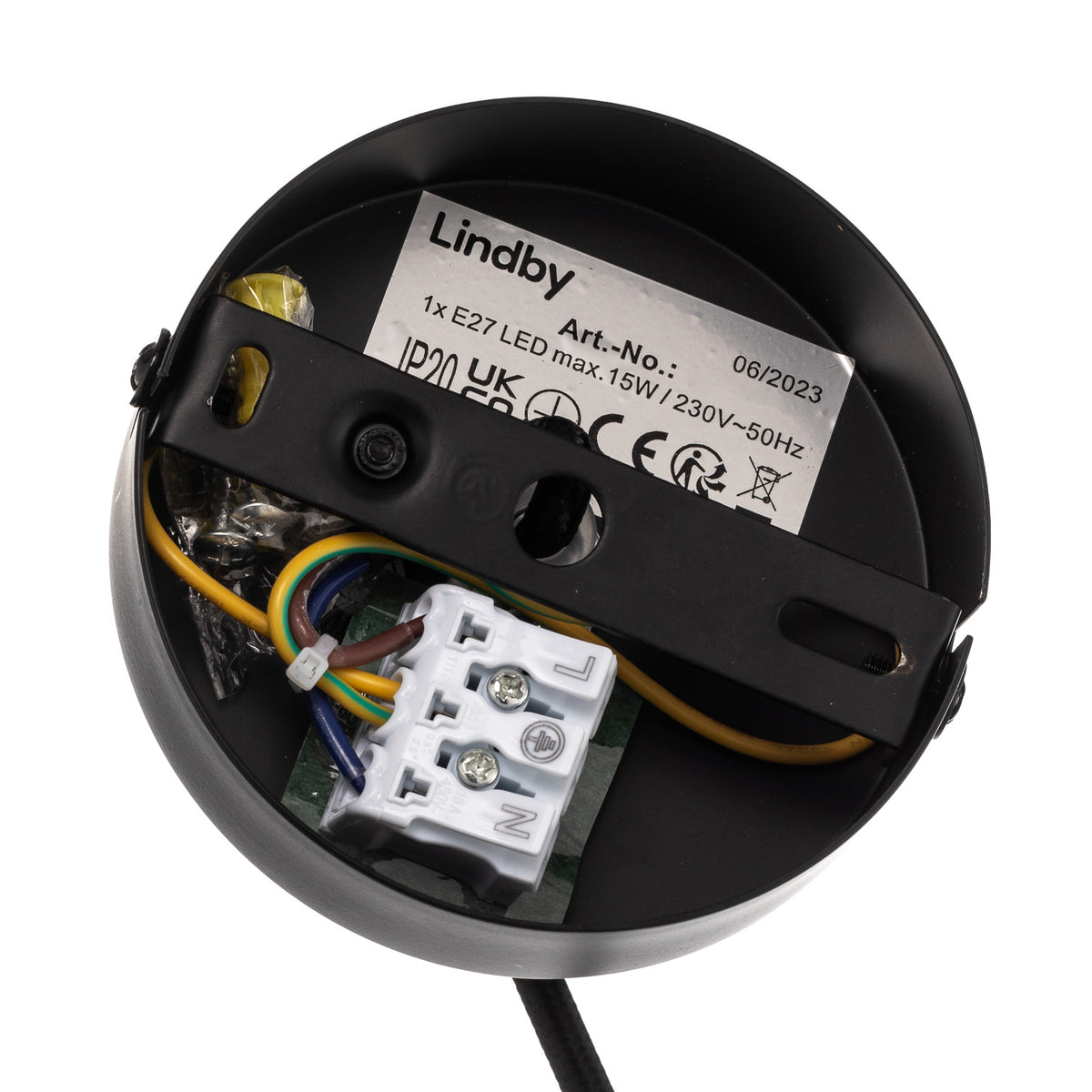 Lindby Hängeleuchte Pendelleuchte Tsomo schwarz Stoff Deckenleuchte E27 LED 40cm - 4251911765441