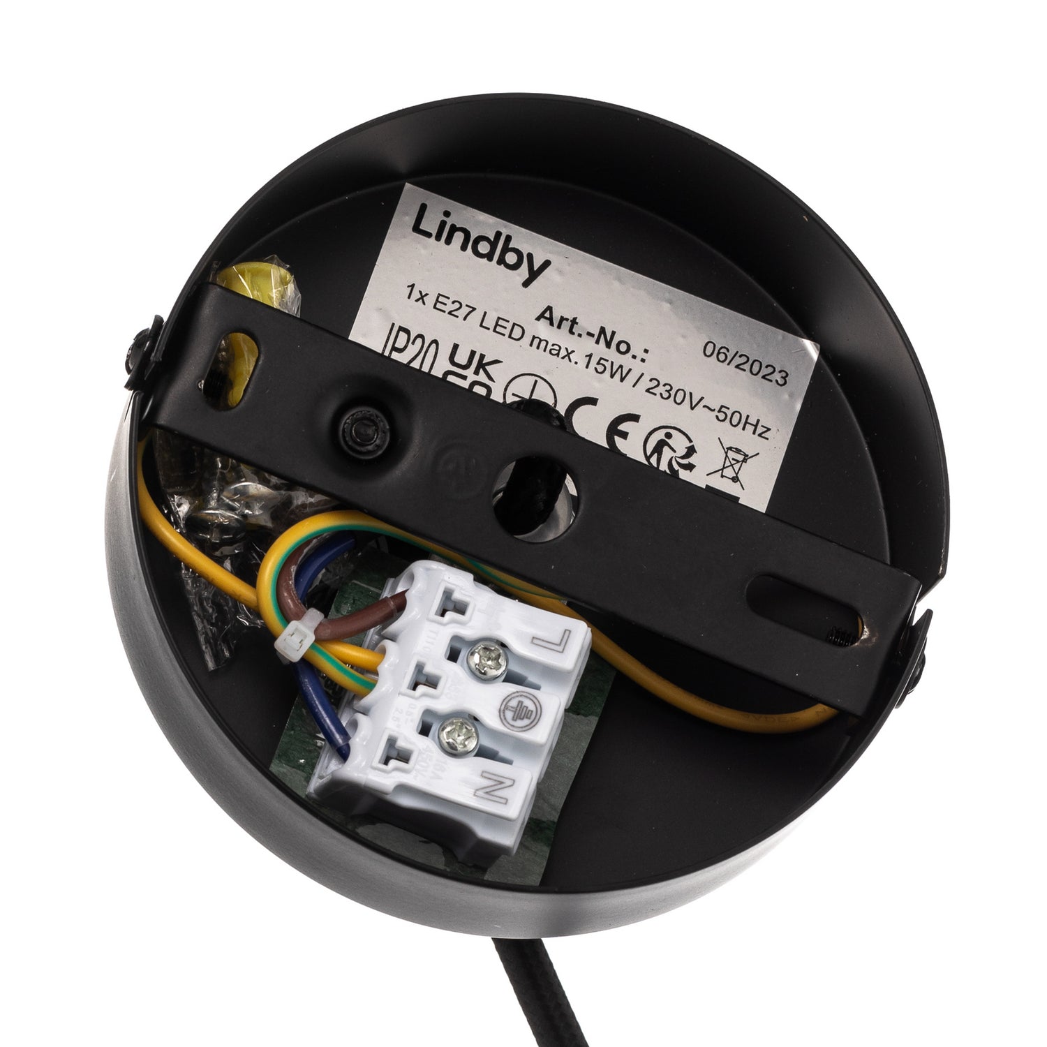 B-Ware Lindby Hängeleuchte Pendelleuchte Tsomo Schwarz Stoff Deckenleuchte E27 Led 40cm - 4251911765441