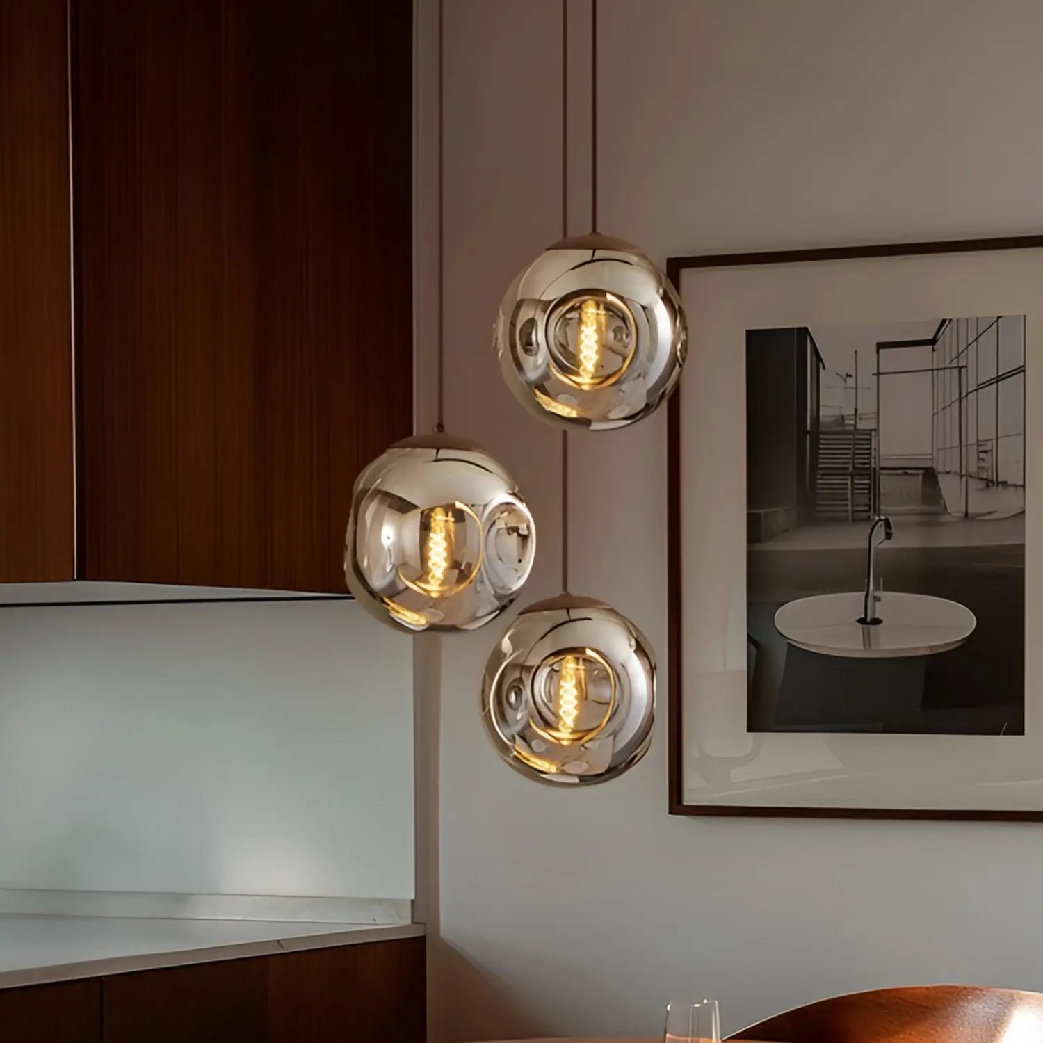 B-Ware Lindby Hängeleuchte Valentina E27 ø 49cm Rauchgrau Glas Lampe Leuchte Siehe Text - 4251911774719