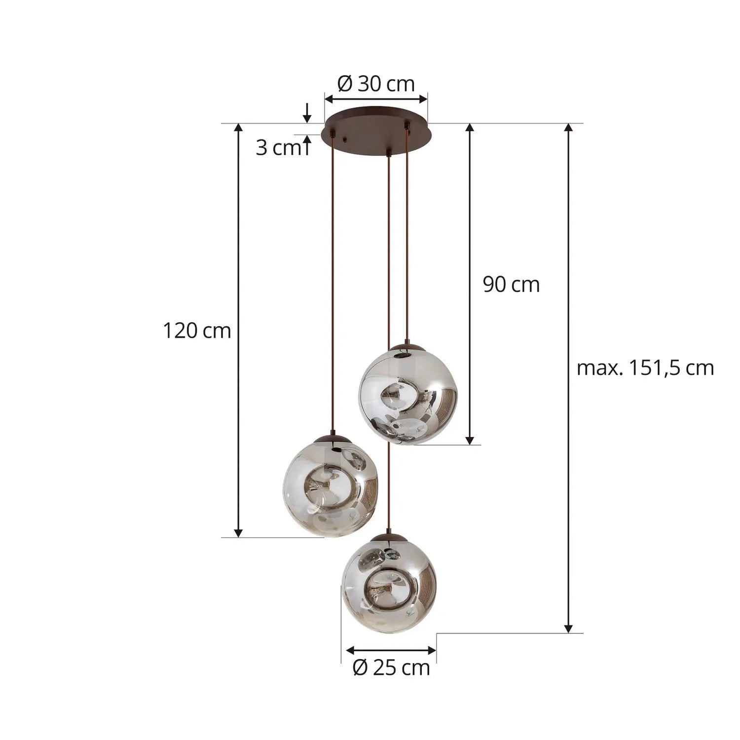 B-Ware Lindby Hängeleuchte Valentina E27 ø 49cm Rauchgrau Glas Lampe Leuchte Siehe Text - 4251911774719