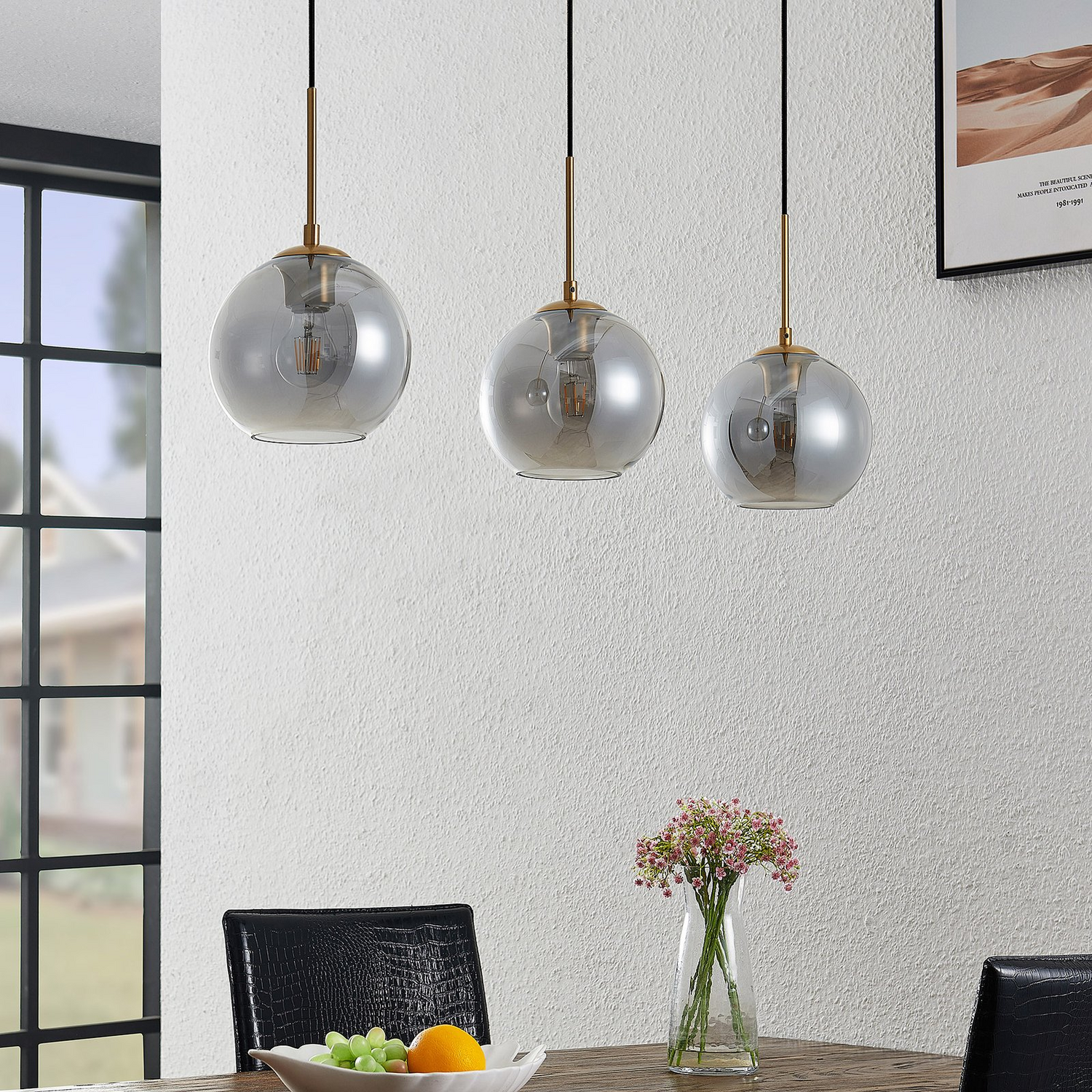 B-Ware Lindby Hiwana Hängeleuchte Deckenlampe Pendelleuchte Lampe Leuchte E27 Rauchglas