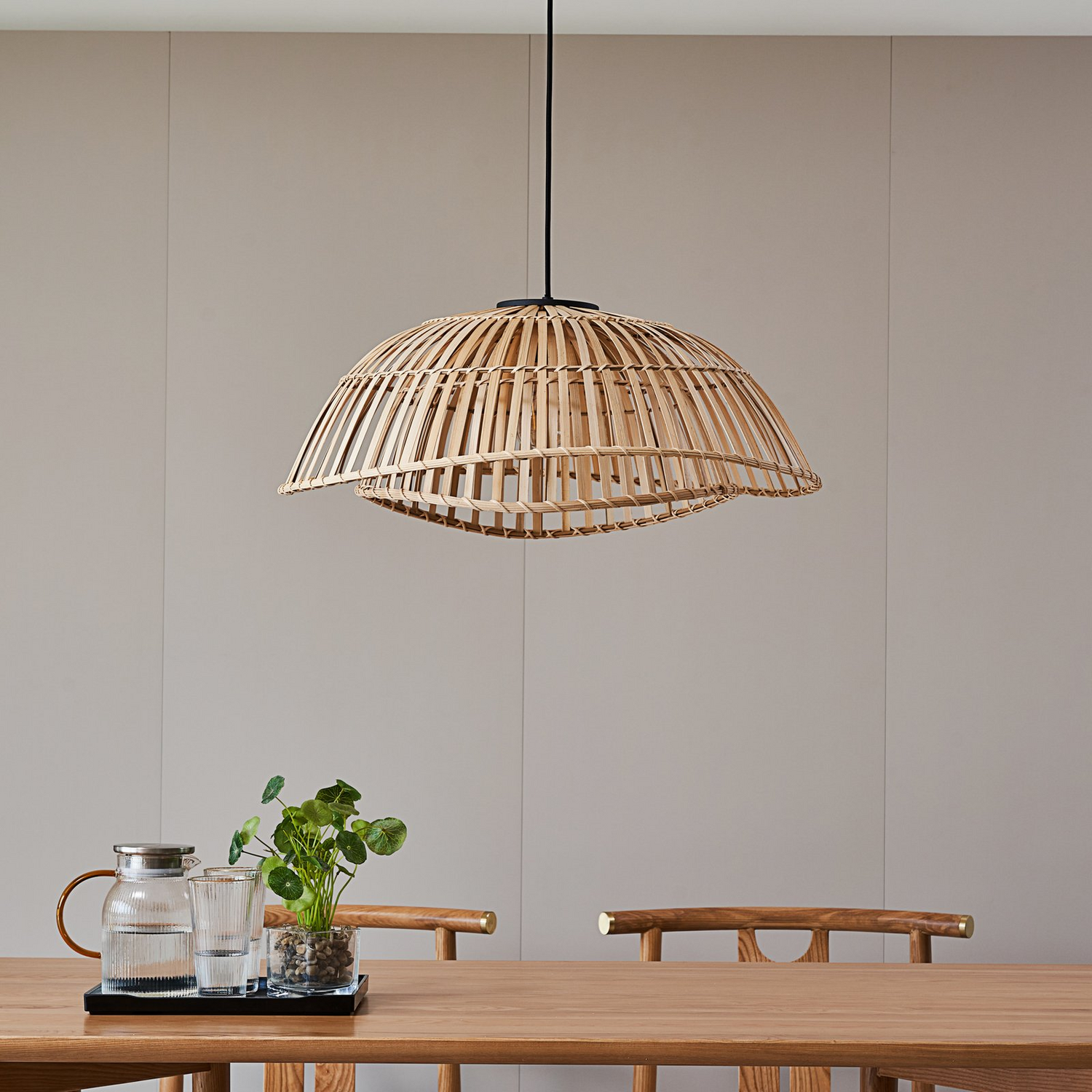 B-Ware Lindby Ilajus Pendant ø62 Bamboo Hängeleuchte Pendelleuchte Leuchte Lampe Bambus