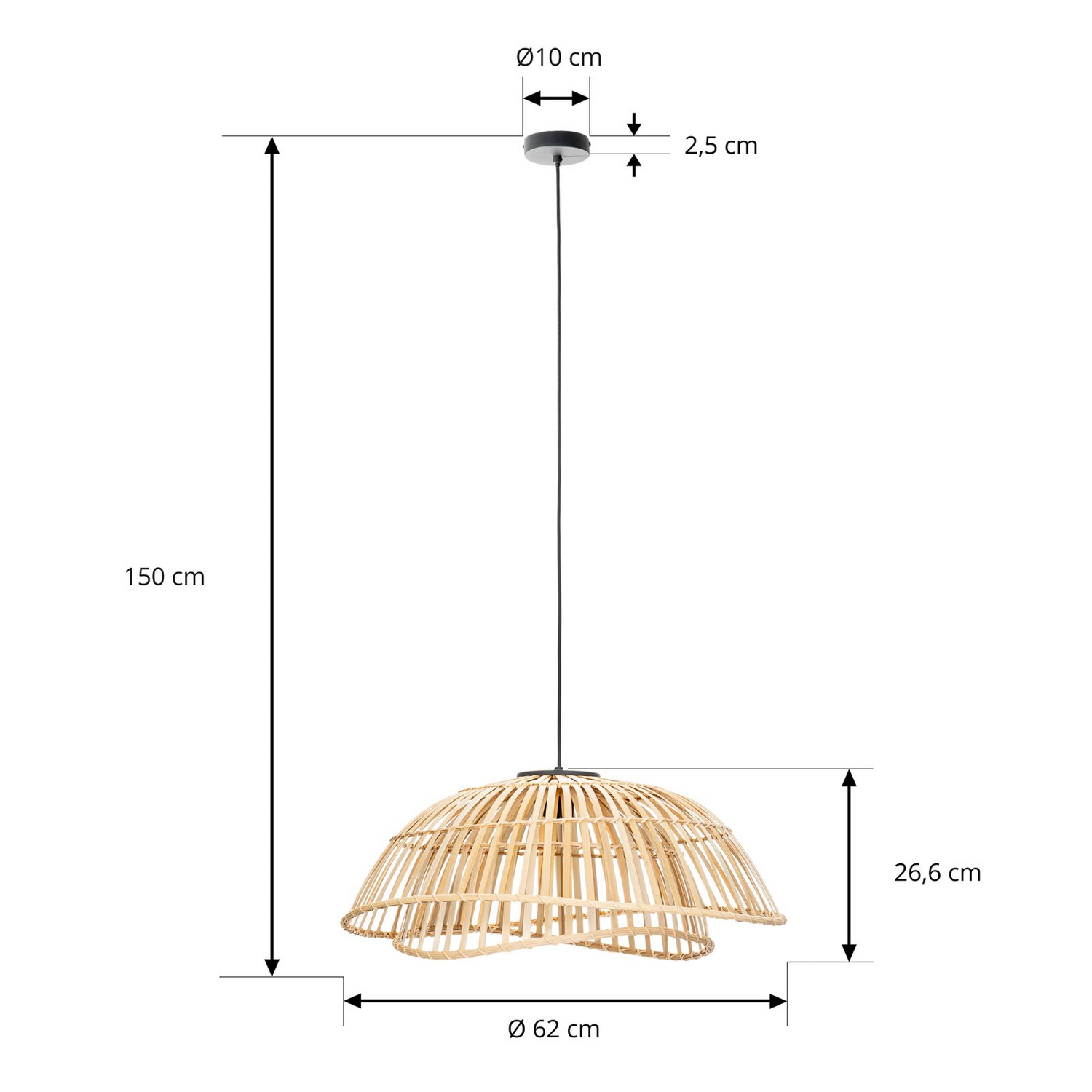 B-Ware Lindby Ilajus Pendant ø62 Bamboo Hängeleuchte Pendelleuchte Leuchte Lampe Bambus