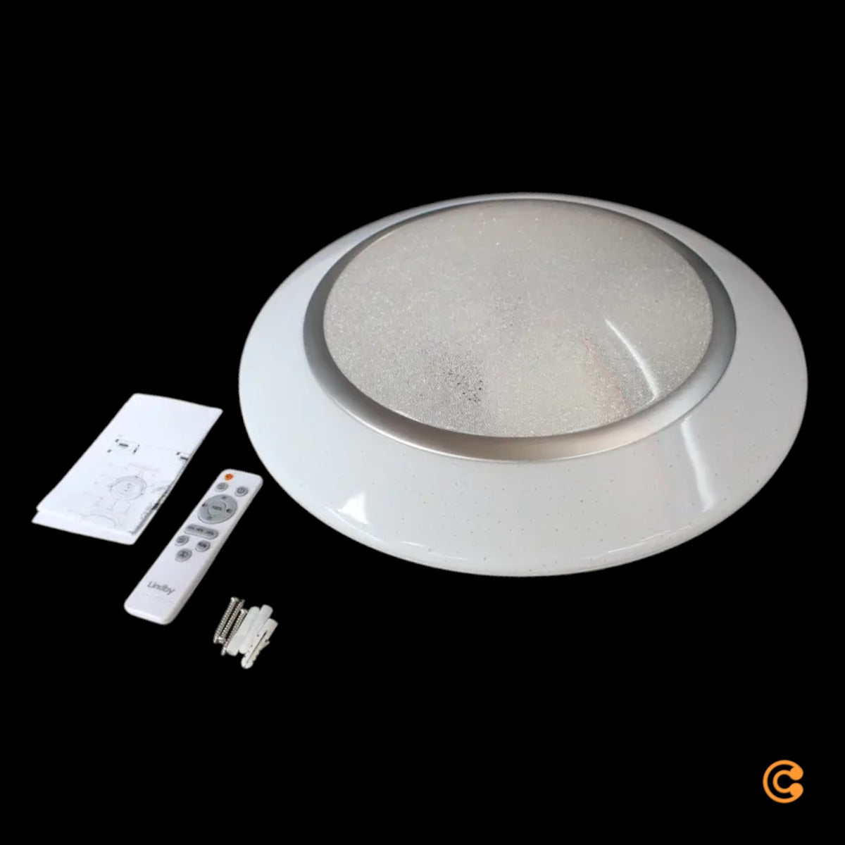 Lindby Deckenleuchte LED Leuchte Ilektra Weiß Glitzer Fernbedienung dimmbar 50cm - 4251911762433