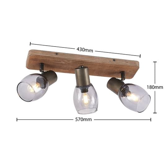 Spot de plafond Lindby Ineska, plafonnier carré à trois lumières, produit d'occasion. 