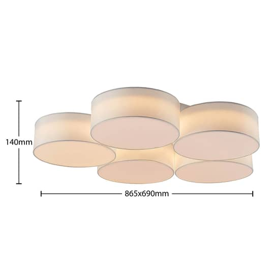 B-Ware Lindby Janita Led Stoffdeckenlampe Deckenlampe Lampe Leuchte Decke 5 Fl. Weiß - 4251911713770