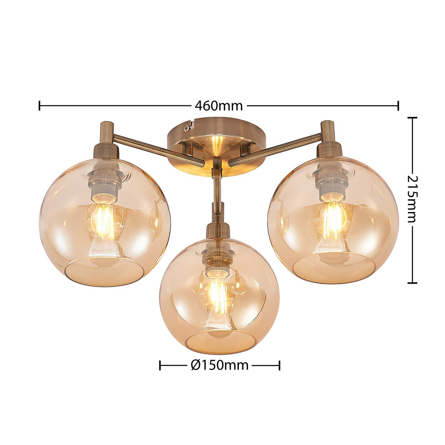 B-Ware Lindby Jemissa Deckenlampe 3 Flammig Amber Deckenlicht Lampe Leuchte Spot Licht - 4251911729627