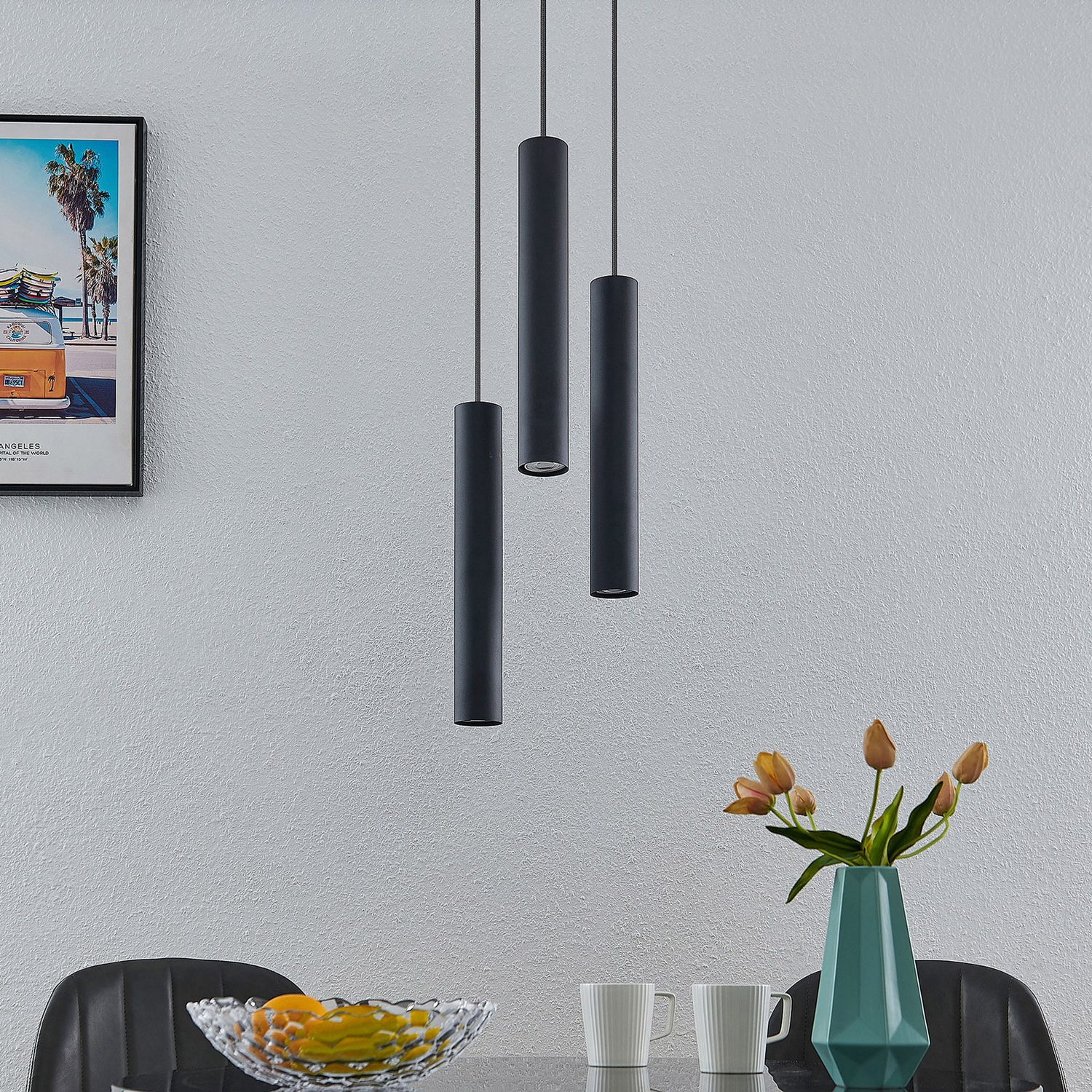 B-Ware Lindby Joffrey Hängeleuchte Pendelleuchte Deckenlampe Lampe 3 Flammig Schwarz386