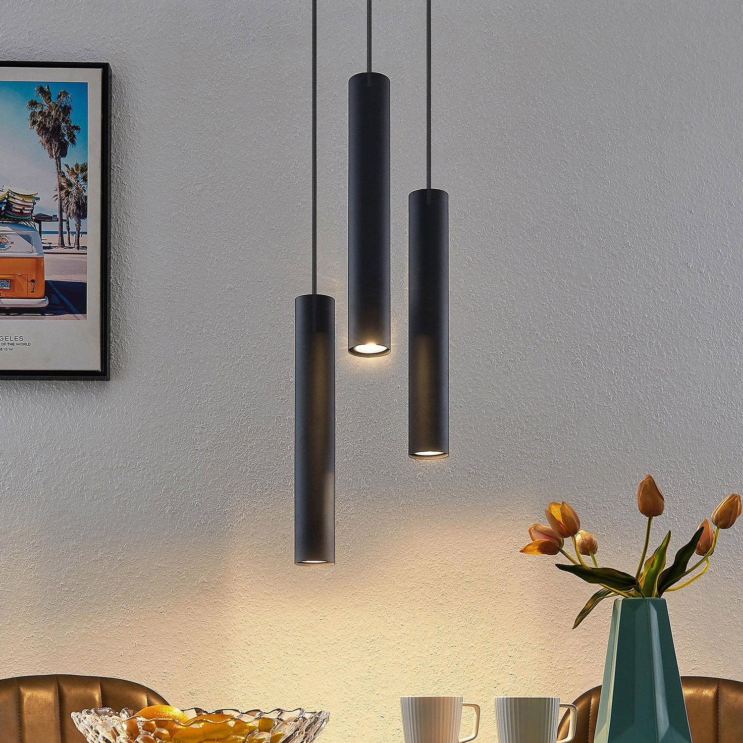 B-Ware Lindby Joffrey Hängeleuchte Pendelleuchte Deckenlampe Lampe 3 Flammig Schwarz386