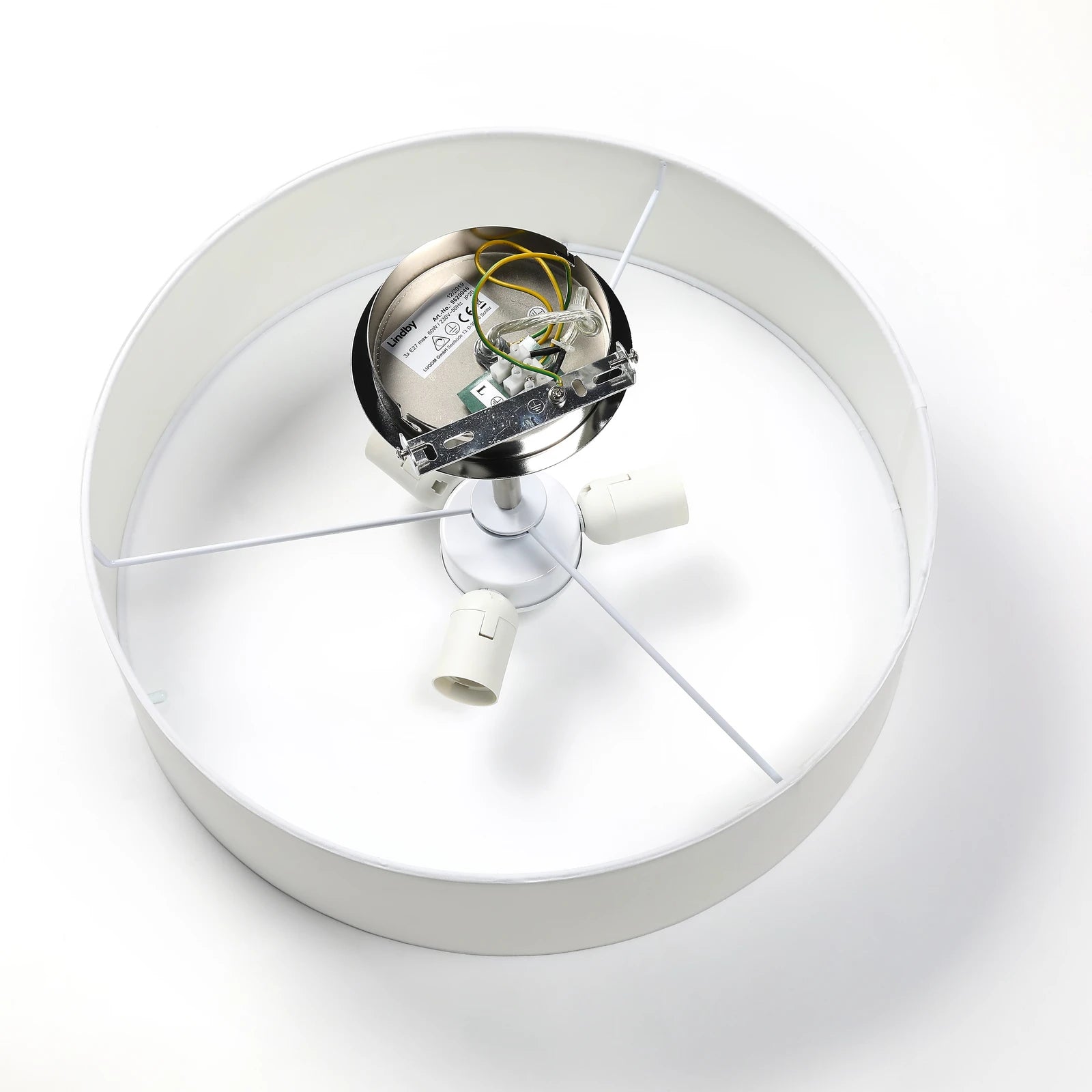 Lindby Josia Deckenleuchte Nickel/Chrom 28cm dimmbar E27 3-flammig - 12582211419152