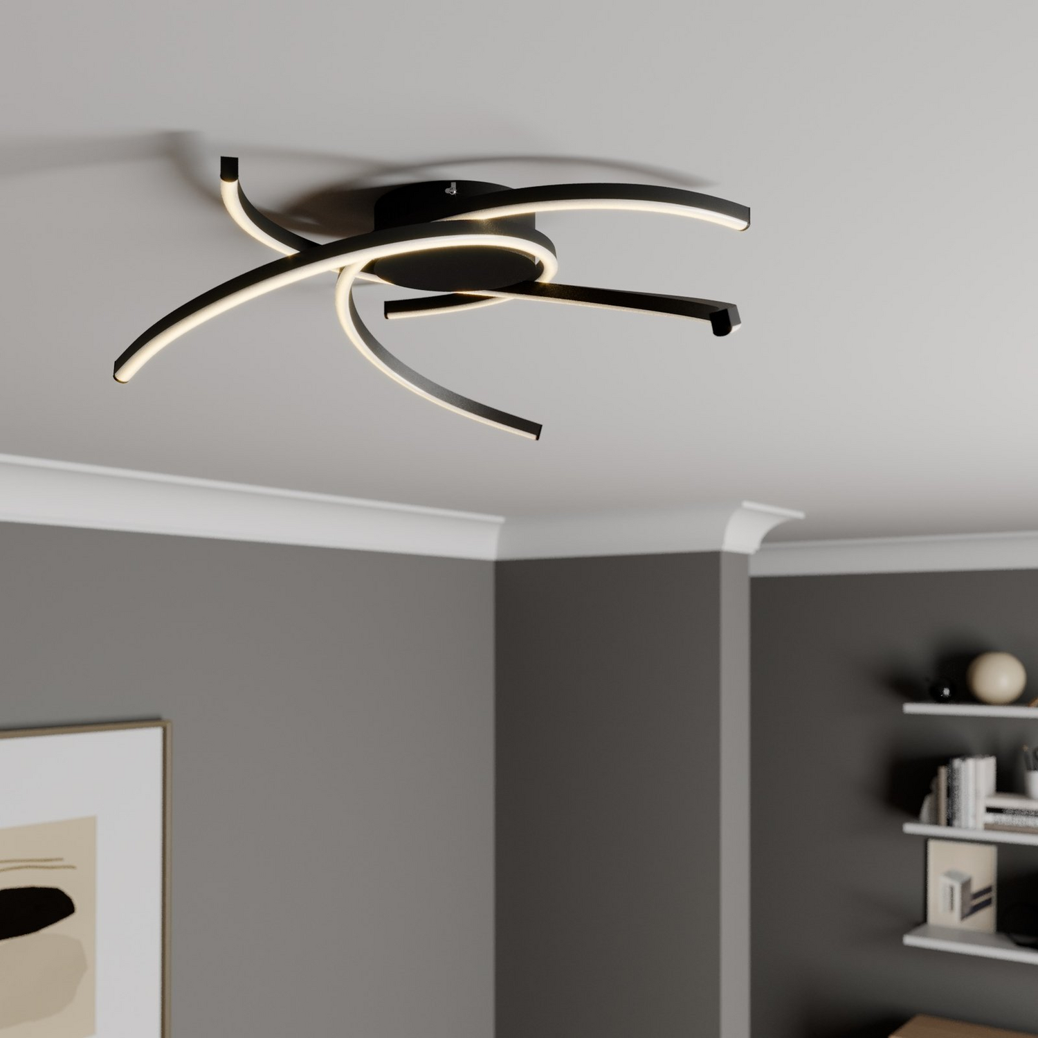 B-Ware Lindby Katris Led Deckenlampe Deckenlampe Lampe Leuchte Strahler 58 Cm Schwarz