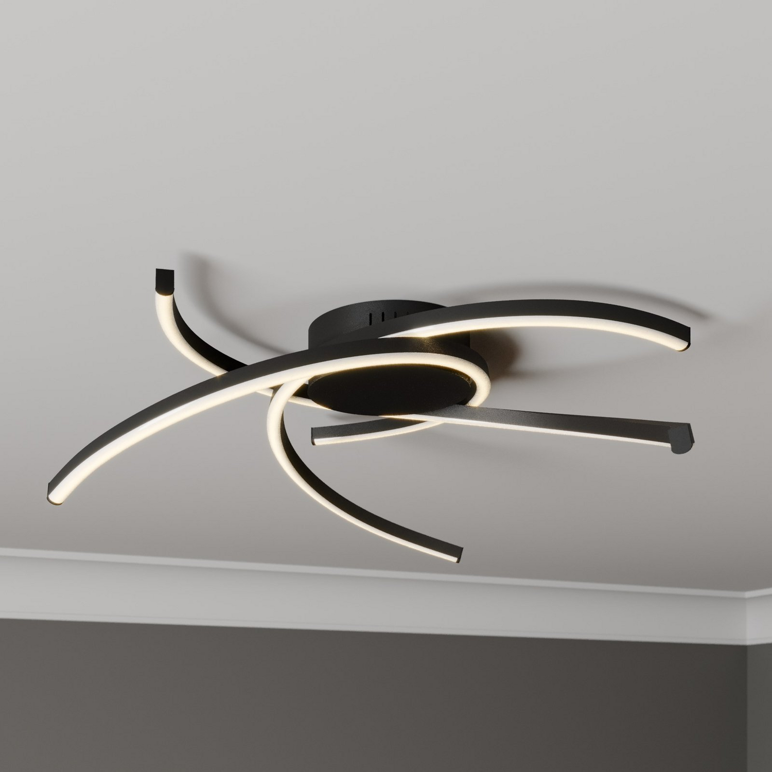 B-Ware Lindby Katris Led Deckenlampe Deckenlampe Lampe Leuchte Strahler 58 Cm Schwarz