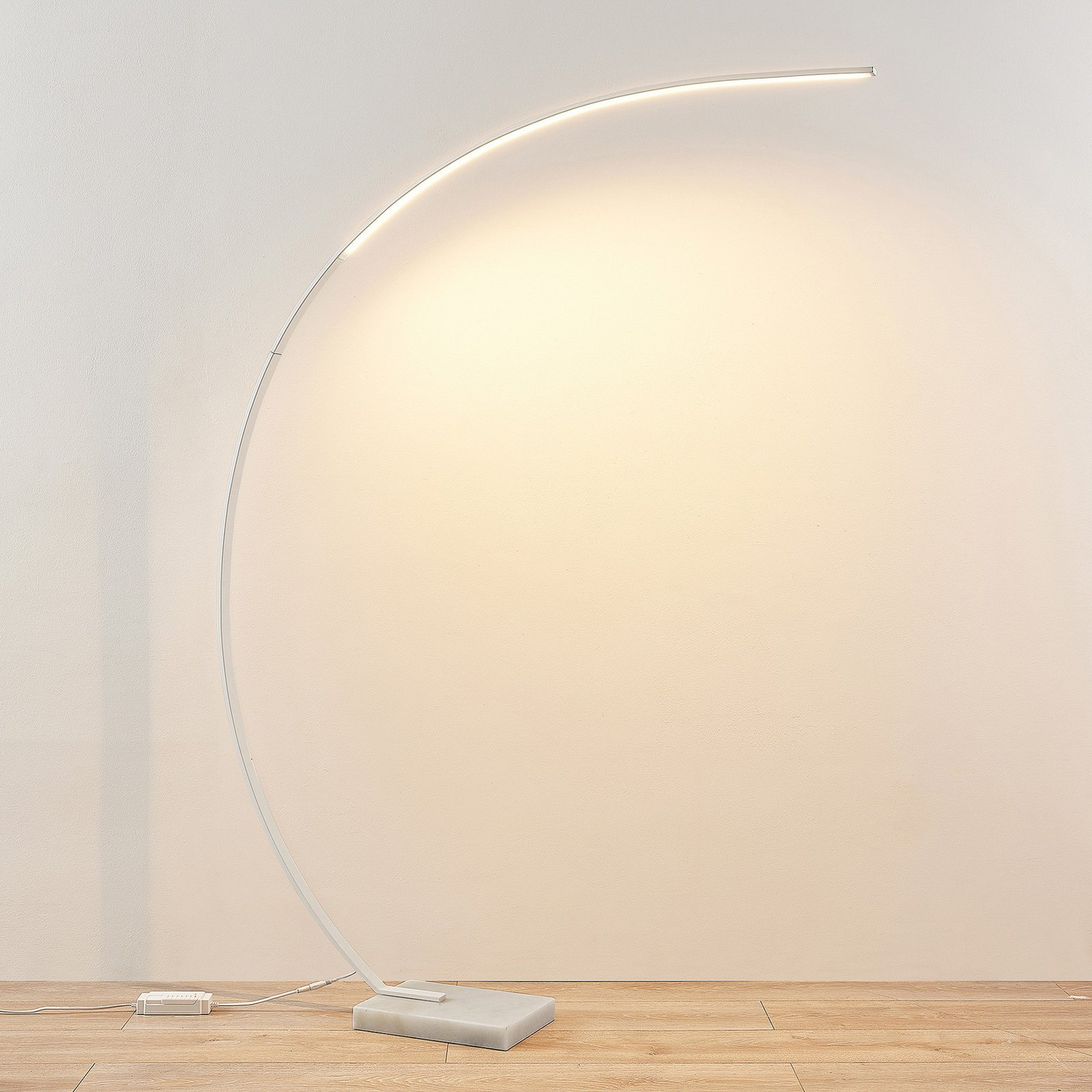 B-Ware Lindby Stehlampe Bogenleuchte Led Kendra Weiß Dimmer Marmorfuß Aluminium263